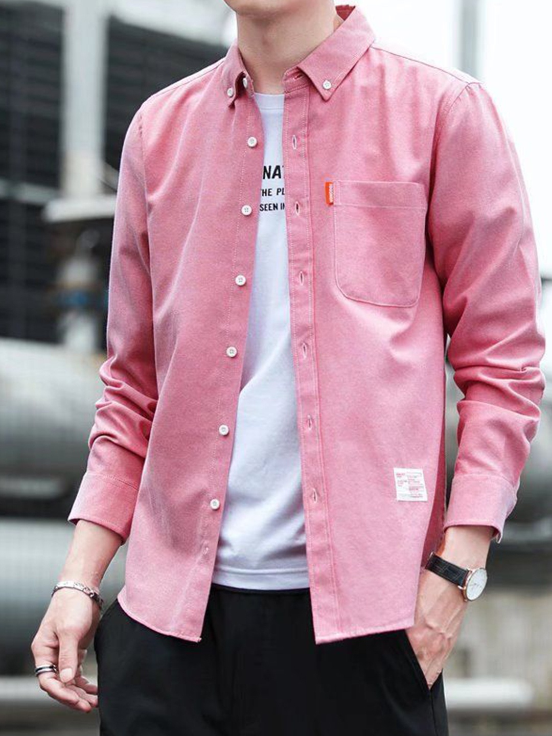 

StyleCast Men Opaque Casual Shirt, Pink