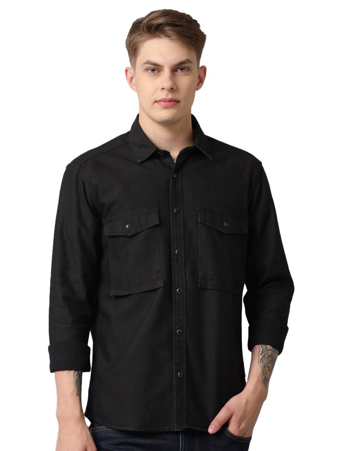 

Voi Jeans Men Opaque Casual Shirt, Black