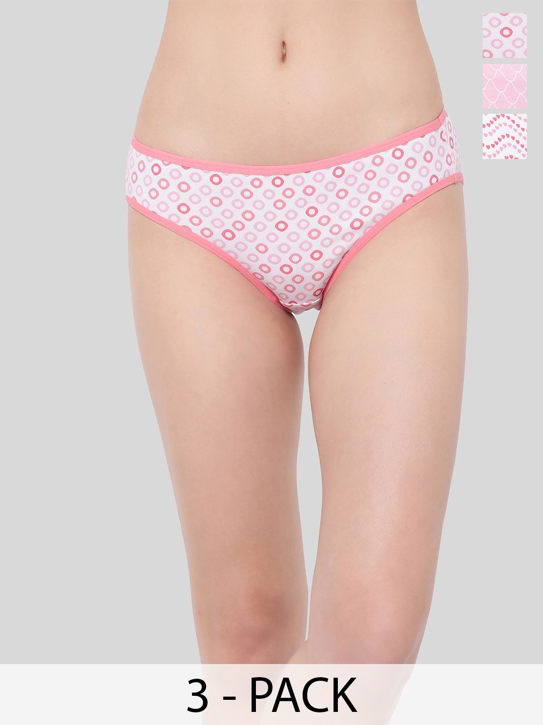

Clovia Women Pack of 3 Printed Cotton Bikini Briefs, White