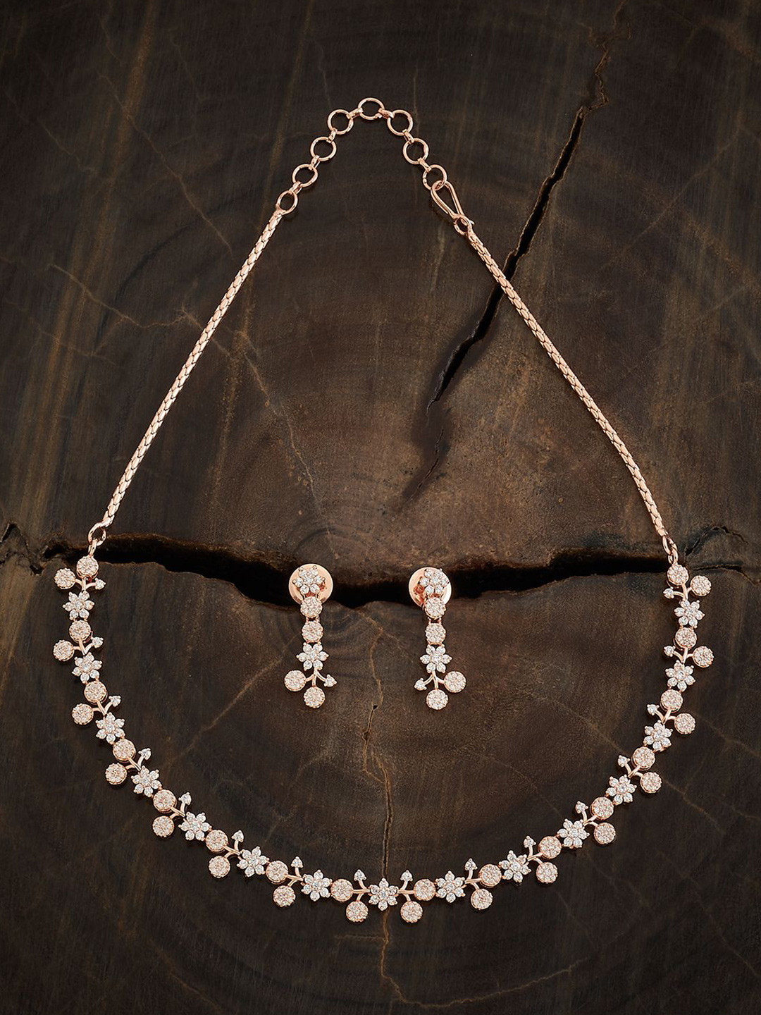 

Kushal's Fashion Rose Gold-Plated Cubic Zirconia Studded Jewellery Set