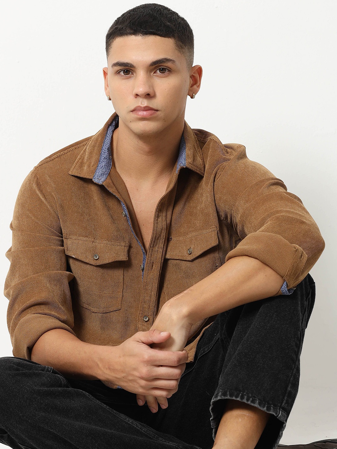 

URBARO Men Smart Slim Fit Opaque Casual Shirt, Khaki