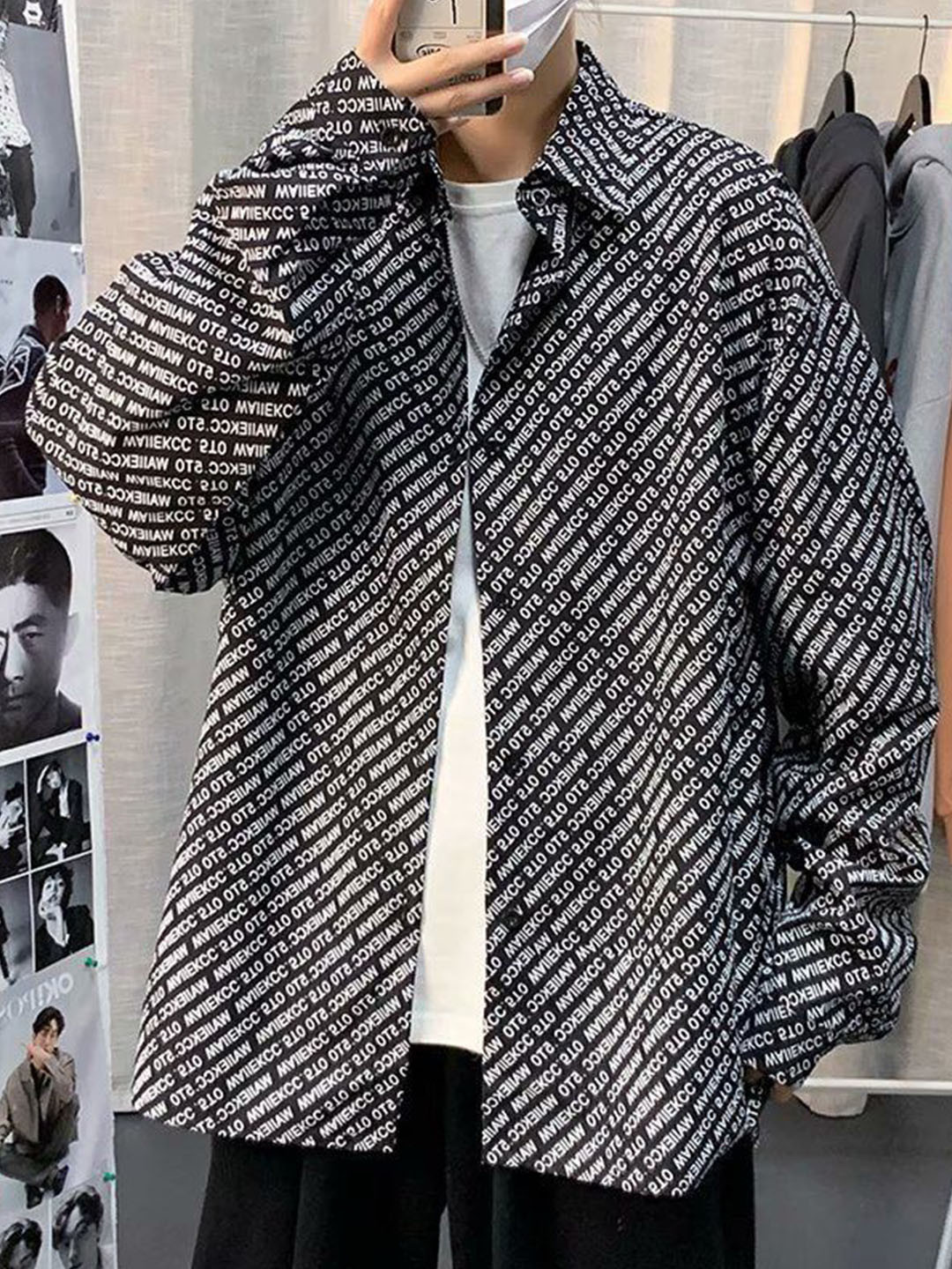 

StyleCast Men Opaque Printed Casual Shirt, Black