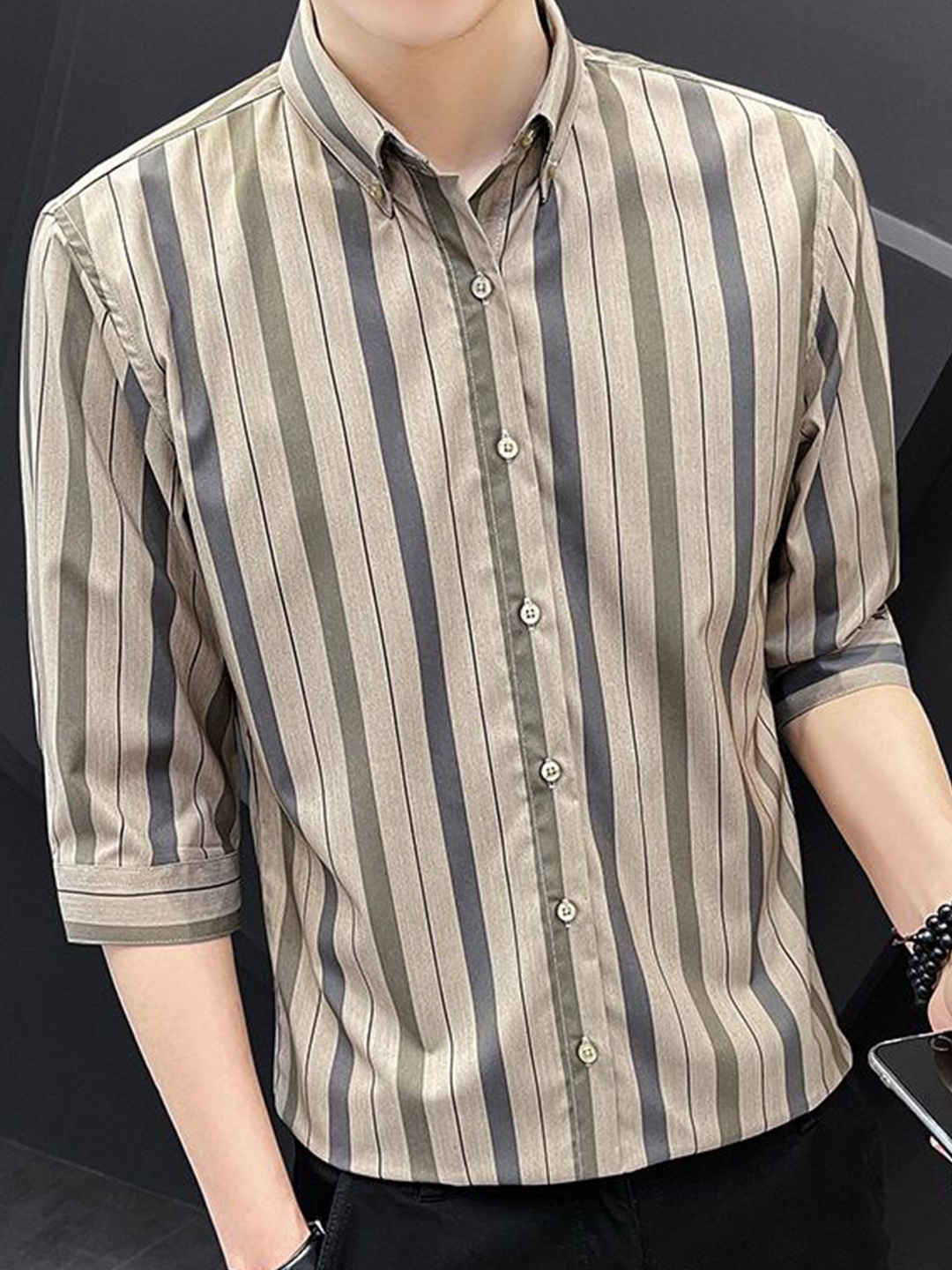 

StyleCast Men Opaque Striped Casual Shirt, Multi