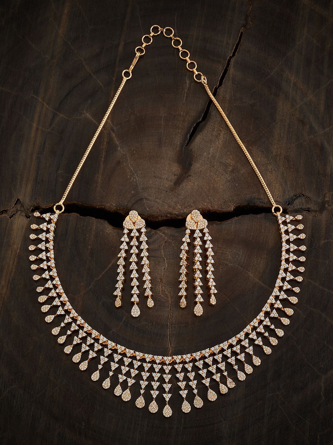 

Kushal's Fashion Gold-Plated Cubic Zirconia Studded Jewellery Set