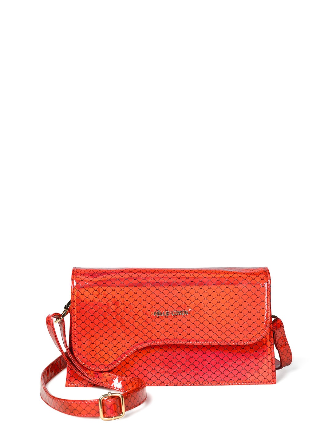 

PELLE LUXUR PU Structured Sling Bag with Tasselled, Red