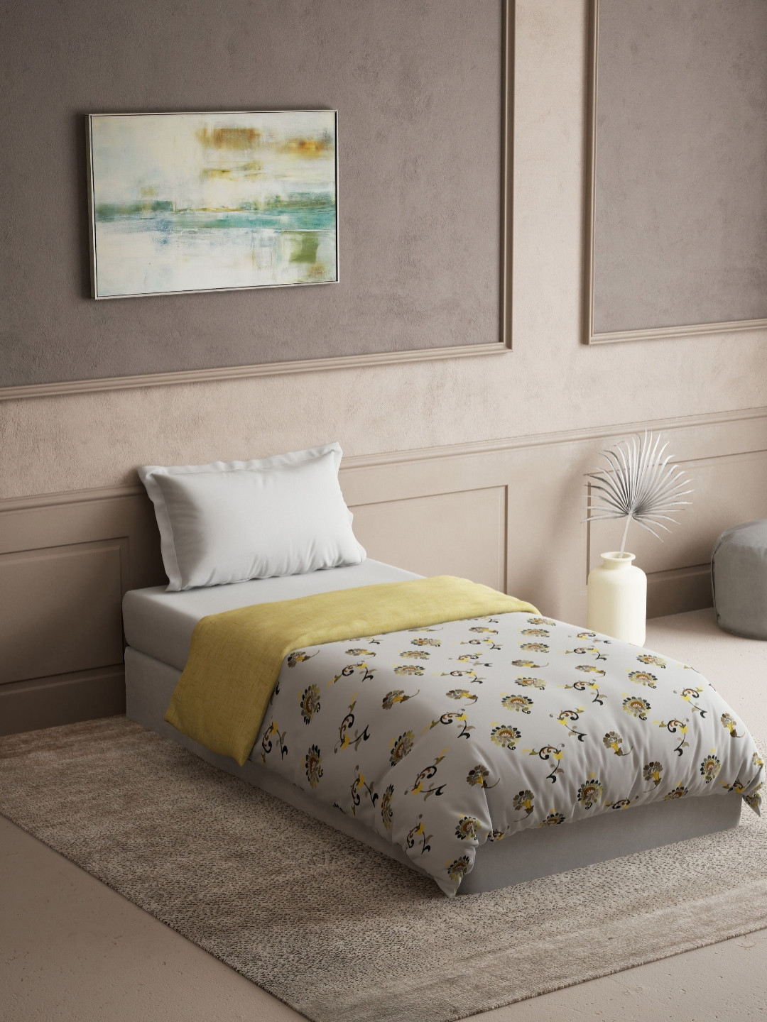 

DDecor Yellow & White Ethnic Motifs Summer 120 GSM Single Bed Dohar