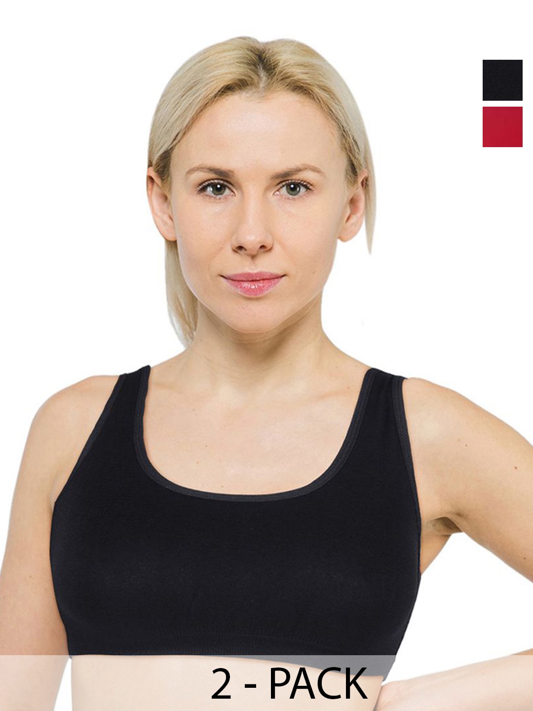 

ComfyStyle Pack Of 2 Full Coverage Training or Gym Bra, Black