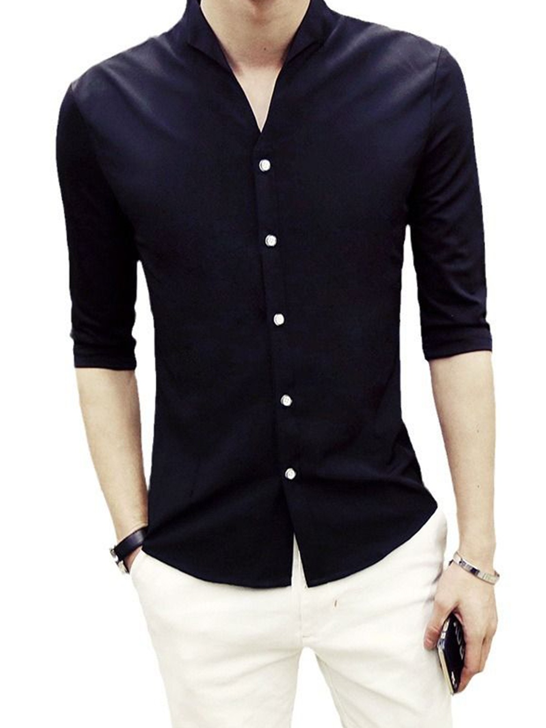 

StyleCast Men Slim Fit Opaque Party Shirt, Black