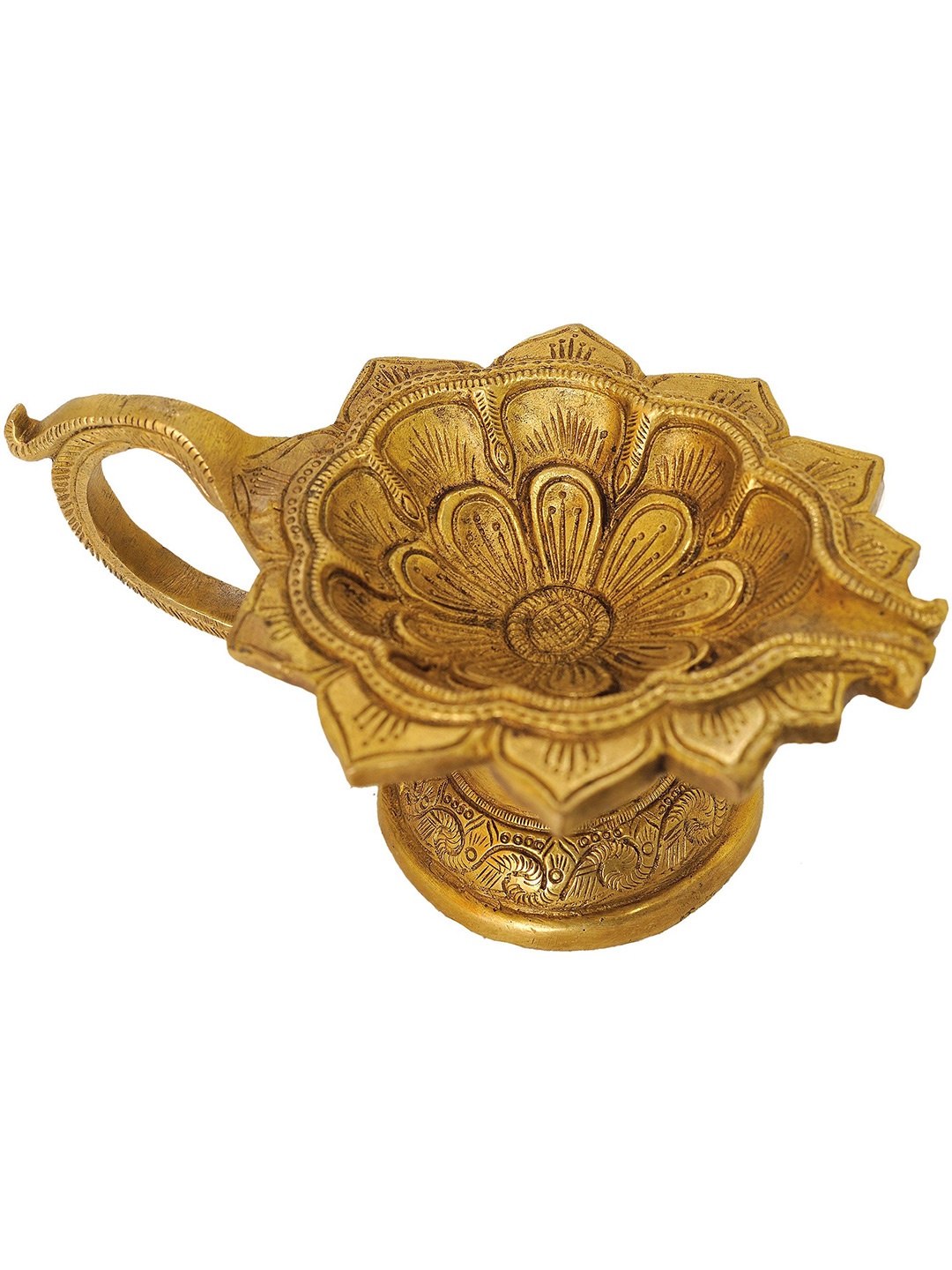 

Exotic India Brass Lotus Puja Diya, Gold