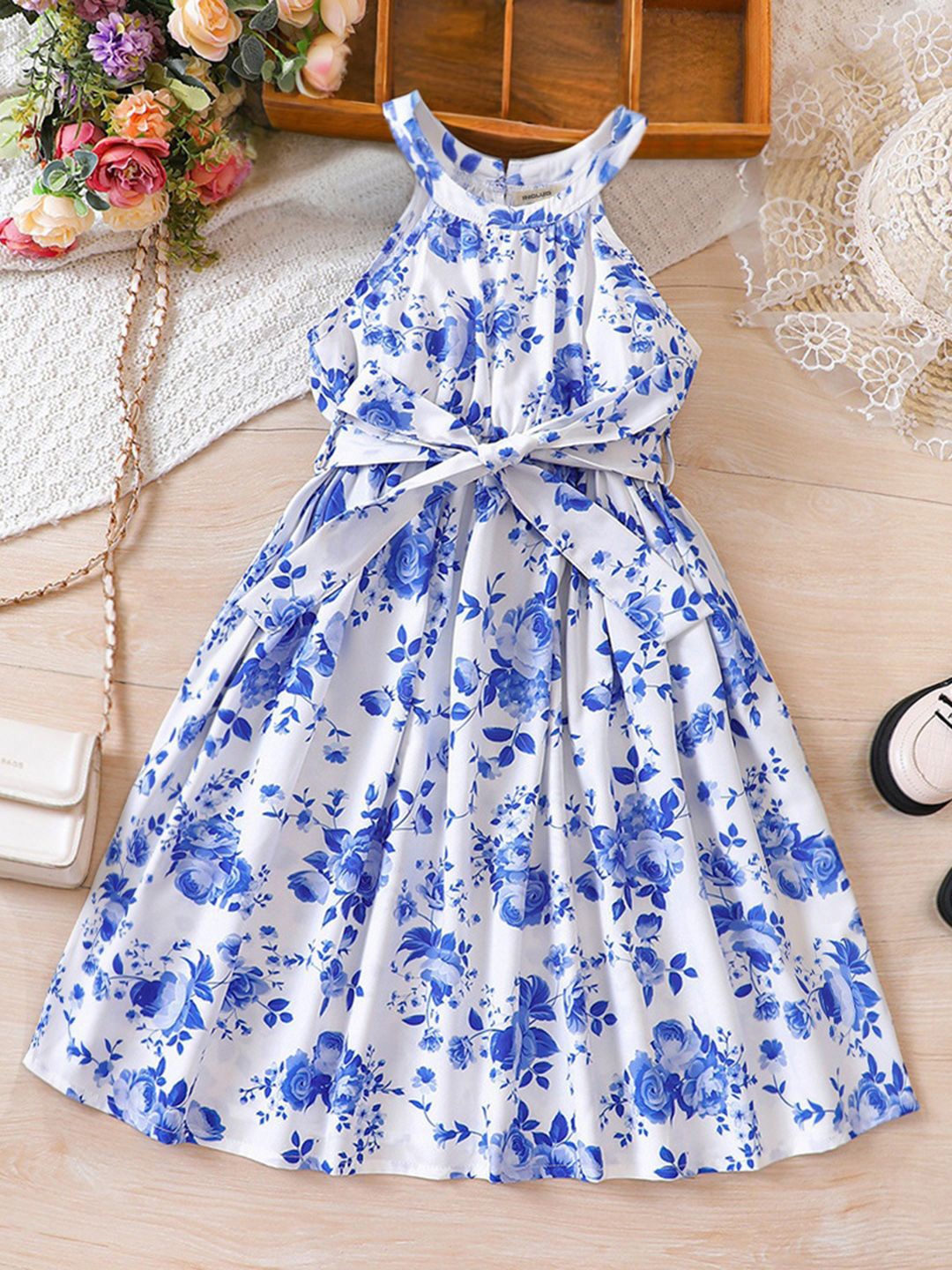 

INCLUD Floral Print Fit & Flare Dress, Blue