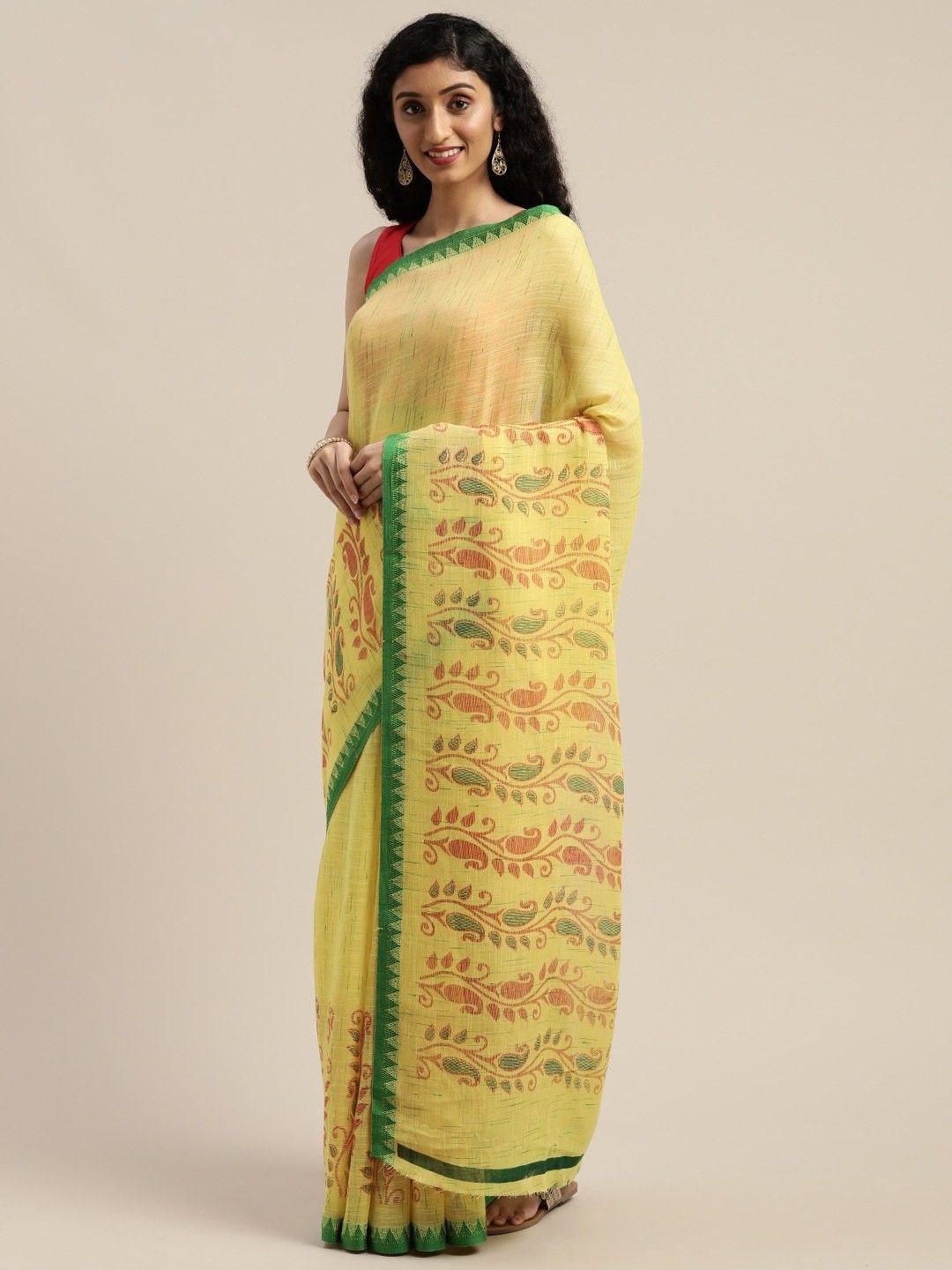 

KALINI Ethnic Motifs Art Silk Saree, Yellow