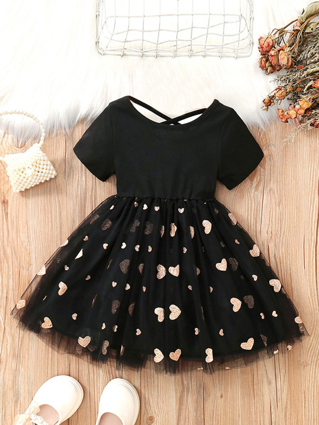 

INCLUD Girls Fit & Flare Dress, Black