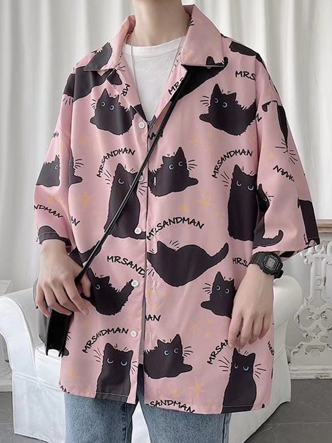 

StyleCast Men Opaque Printed Casual Shirt, Pink