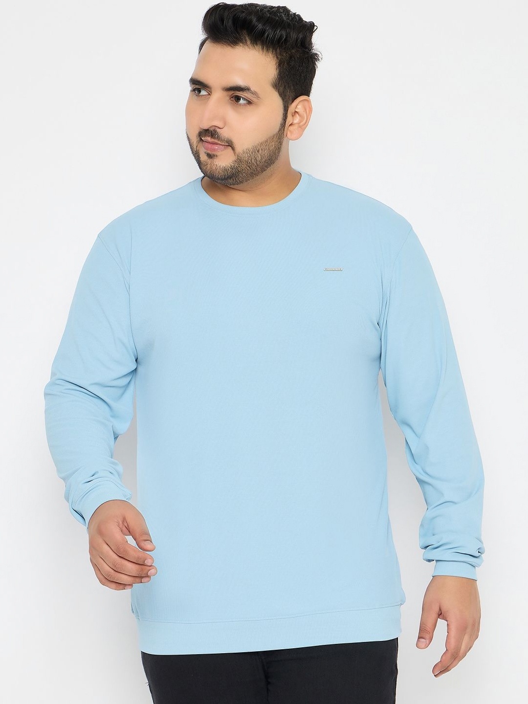 

Parcel Yard Men Plus Size Solid Round Neck Cotton Relaxed Fit T-Shirt, Blue
