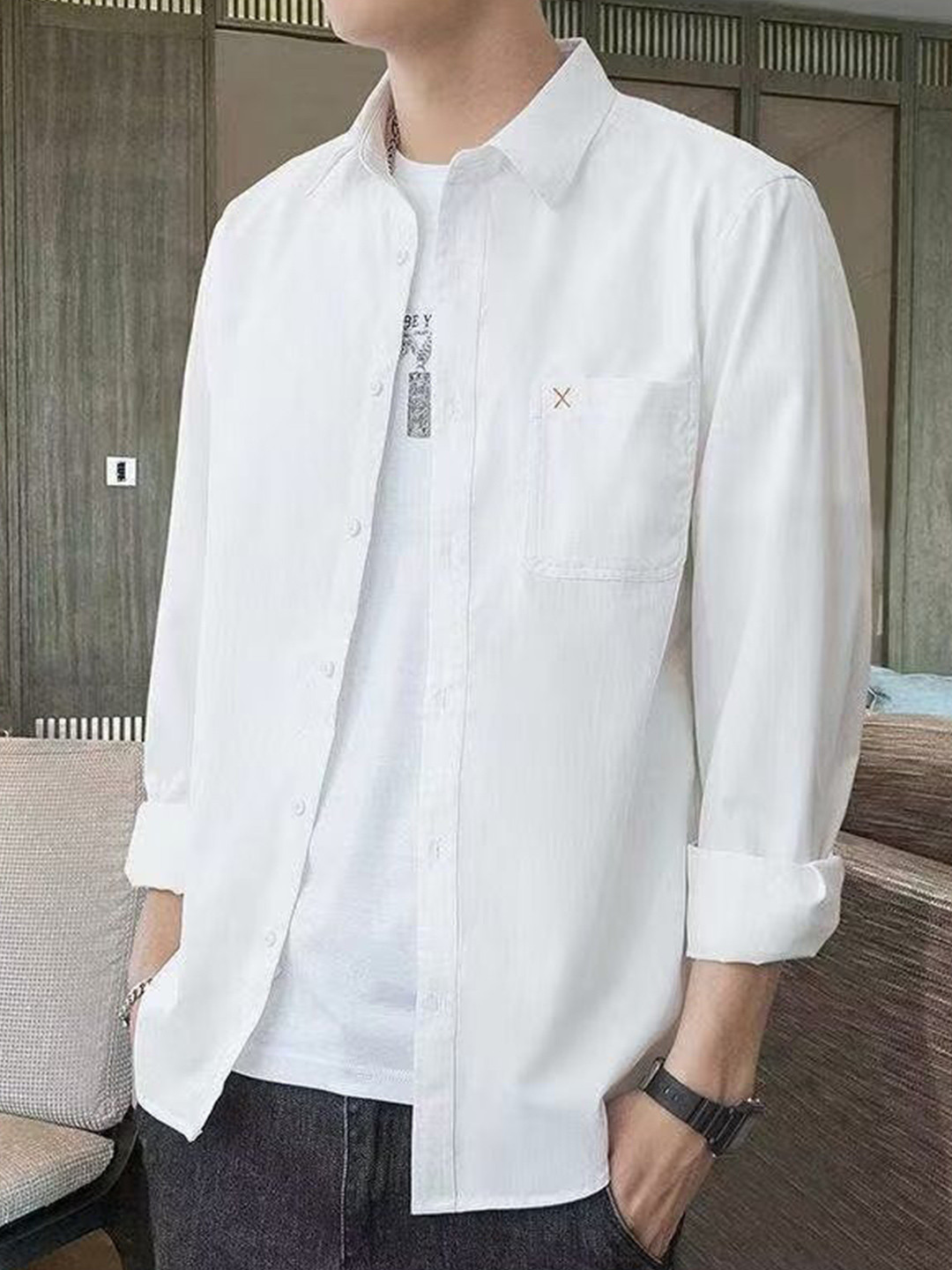 

StyleCast Men Opaque Casual Shirt, White