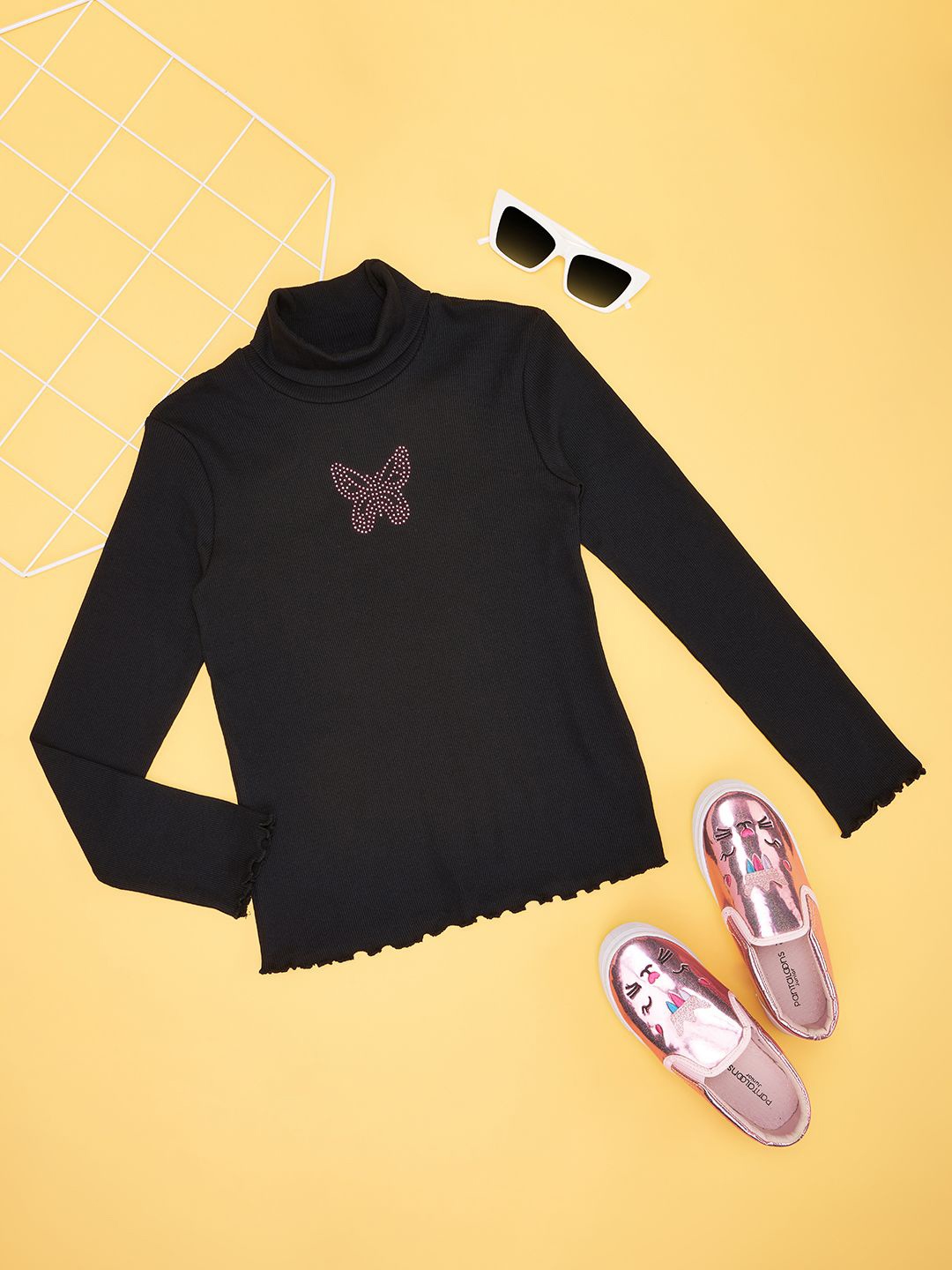 

Pantaloons Junior Girls Solid Embellished Sweatshirt, Black