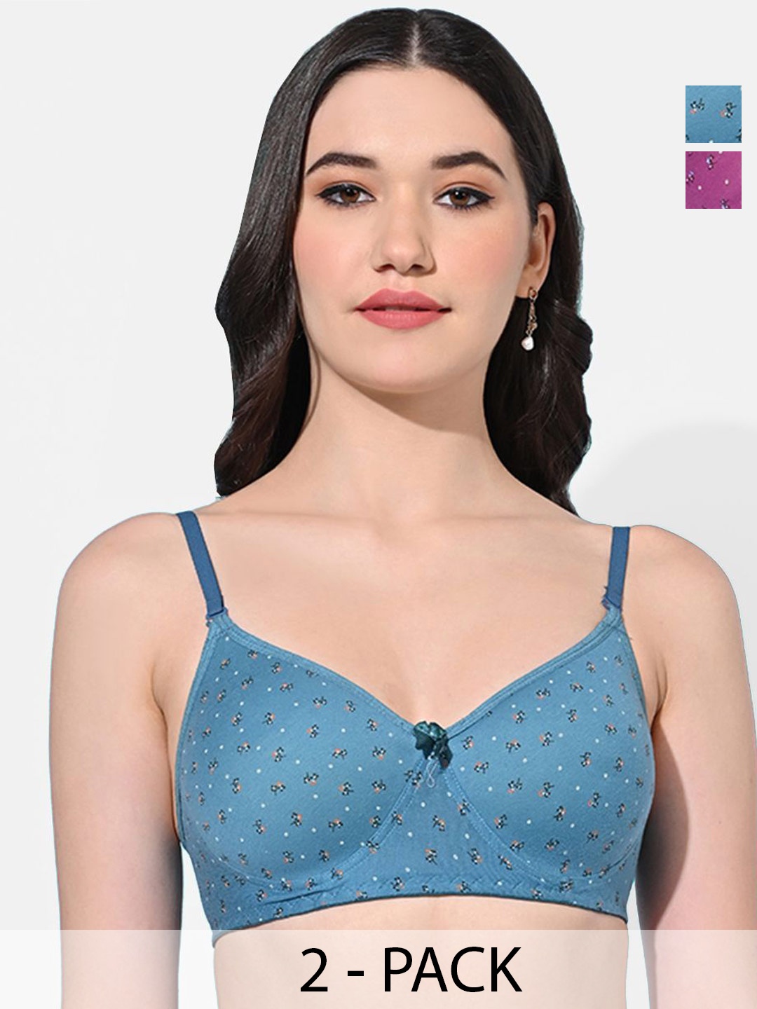 

FIMS Women's Pack of 2 Full Coverage Lightly Padded Bra, Blue