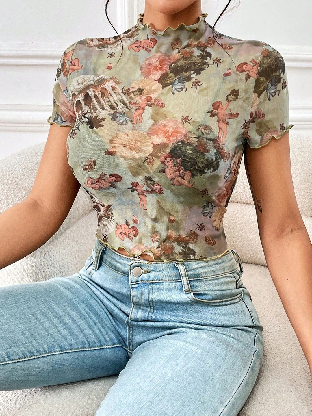 

StyleCast Print Top, Green