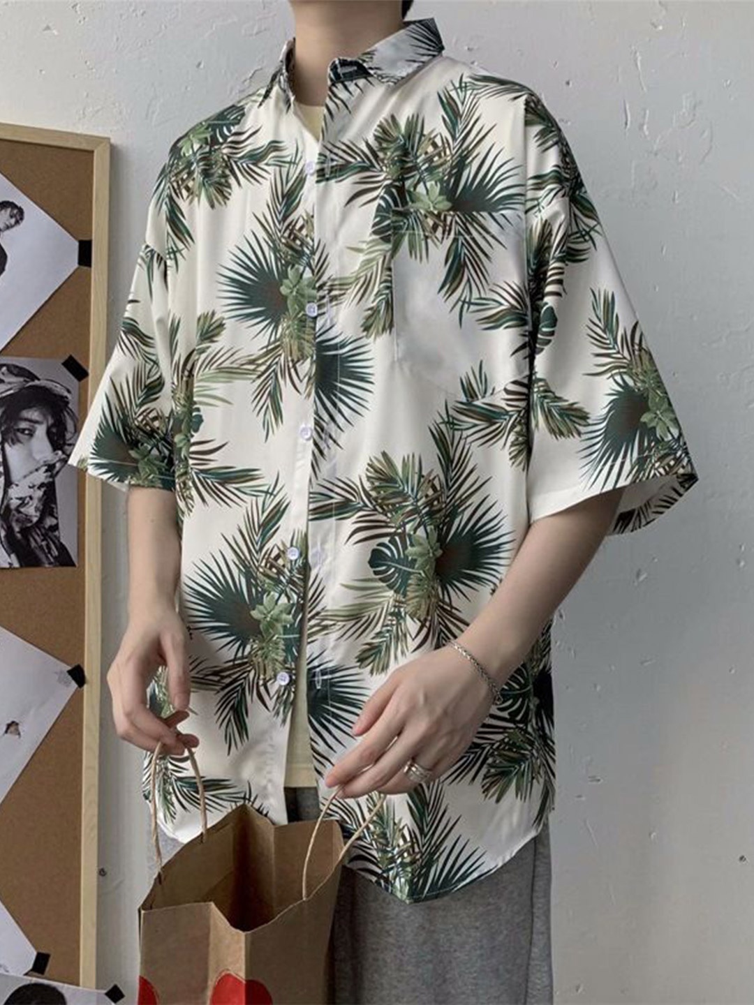 

StyleCast Men Floral Opaque Printed Casual Shirt, Cream