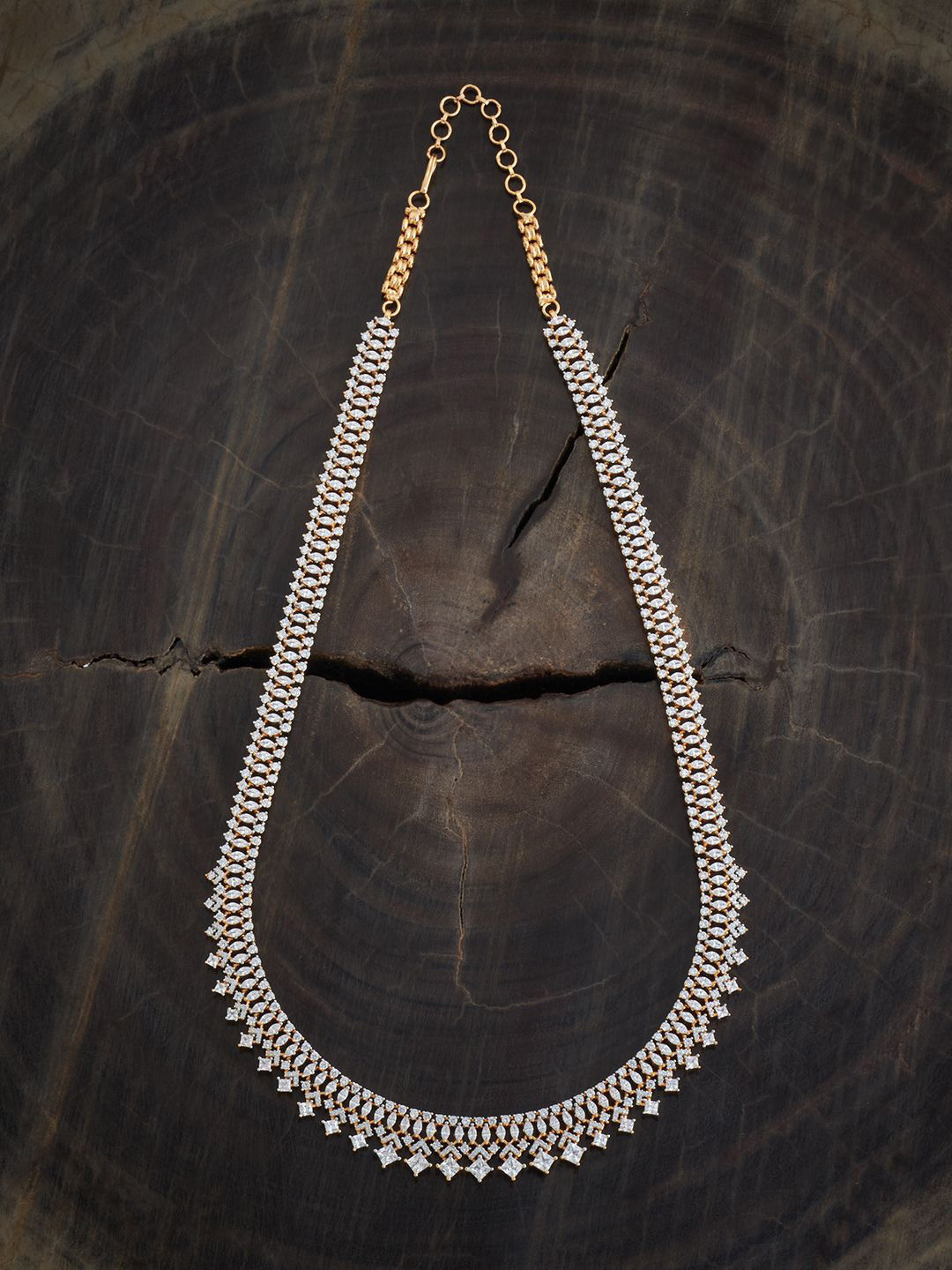 

Kushal's Fashion Jewellery Rhodium-Plated Cubic Zirconia Minimal Necklace, Silver