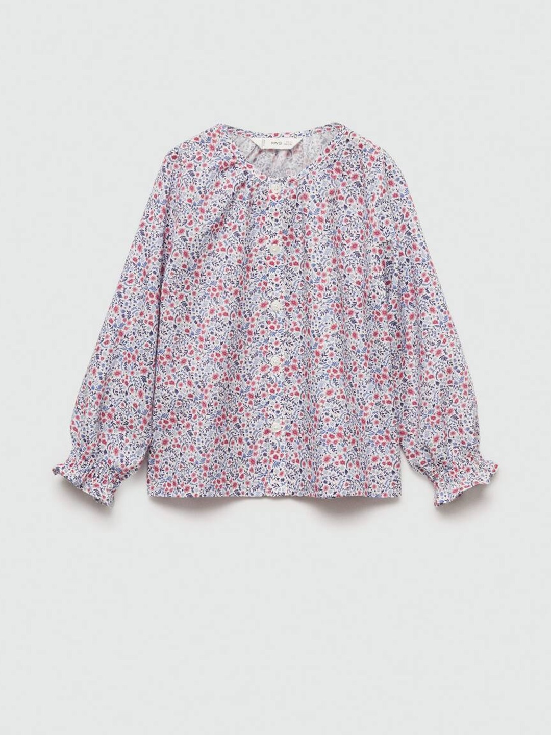 

Mango Kids Girls Cotton Floral Printed Shirt Style Top, Purple
