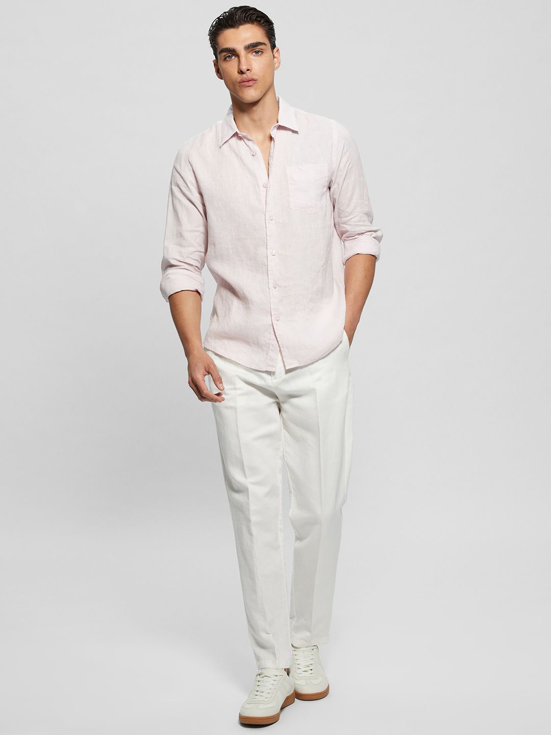 

GUESS Men Grid Tattersall Checks Opaque Casual Shirt, Pink