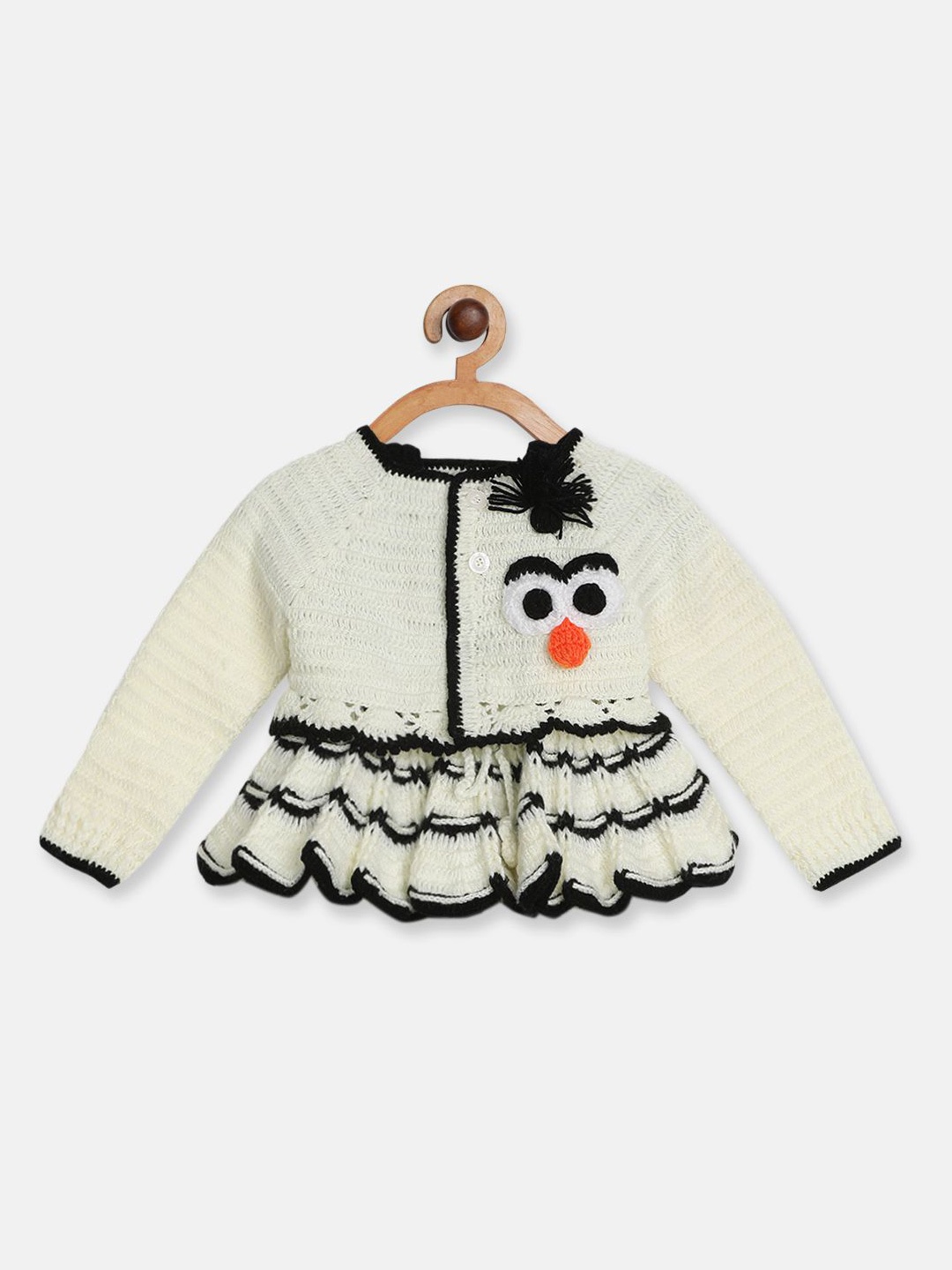

CHUTPUT Girls Wool Fit and Flare Dress, Cream