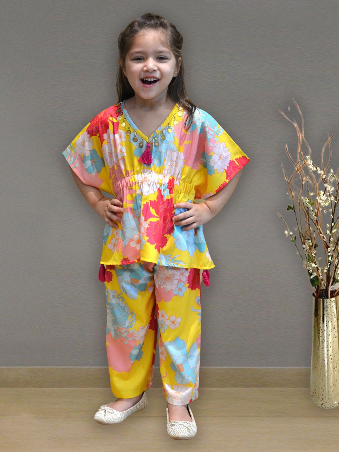

A.T.U.N. Girls Printed Top With Pyjamas, Yellow