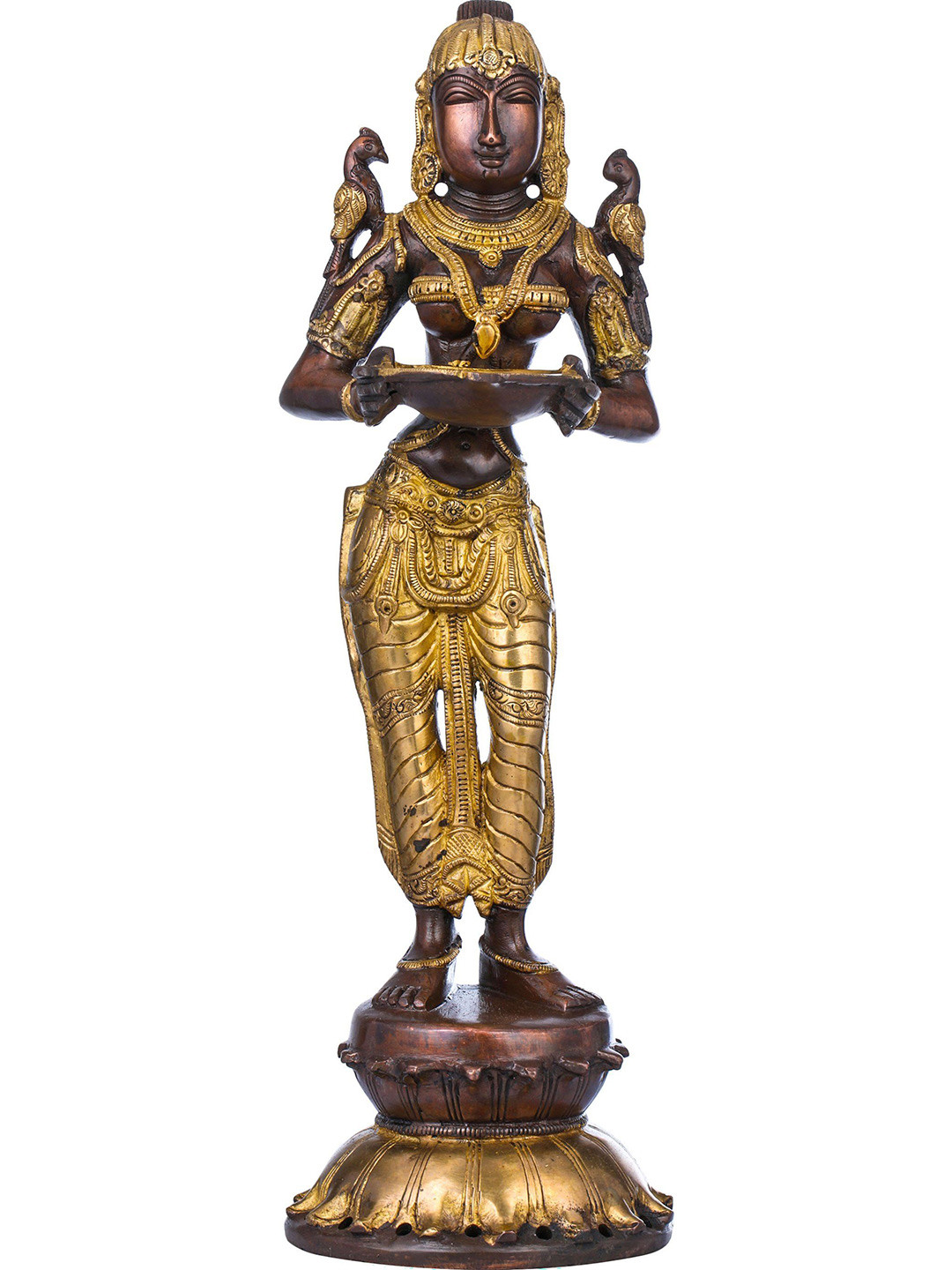 

Exotic India 15" Deepalakshmi in Brass, Gold