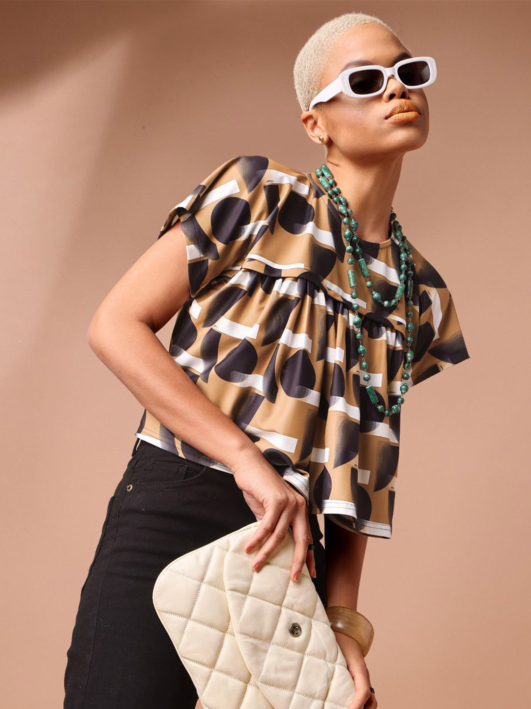

PURVAJA Print Top, Brown