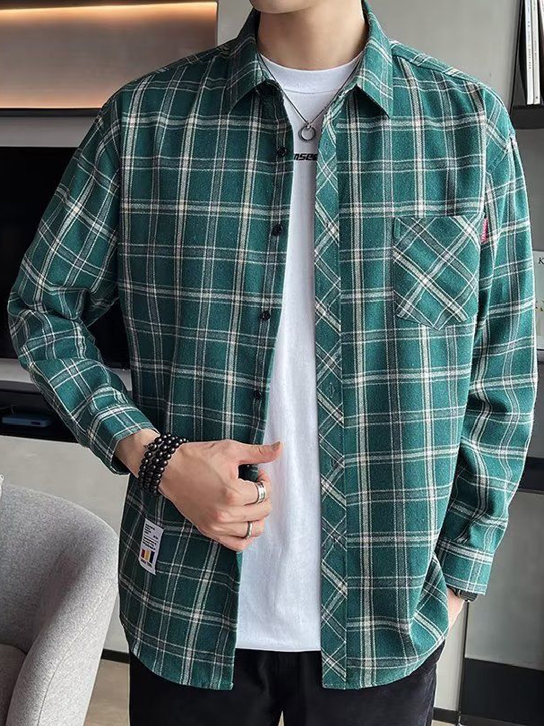 

StyleCast Men Tartan Checks Opaque Checked Casual Shirt, Green
