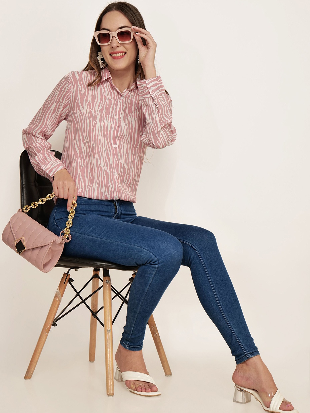 

Street22 Women Standard Opaque Striped Casual Shirt, Pink