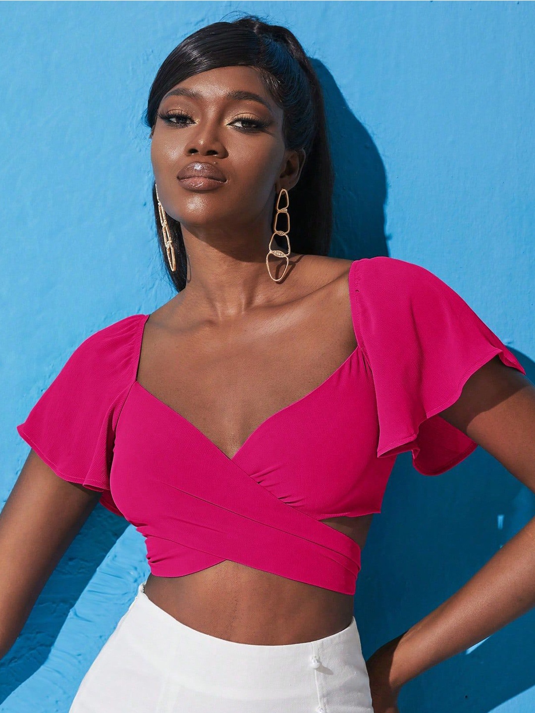

Kotty Women Solid Sweetheart Neck Top, Pink