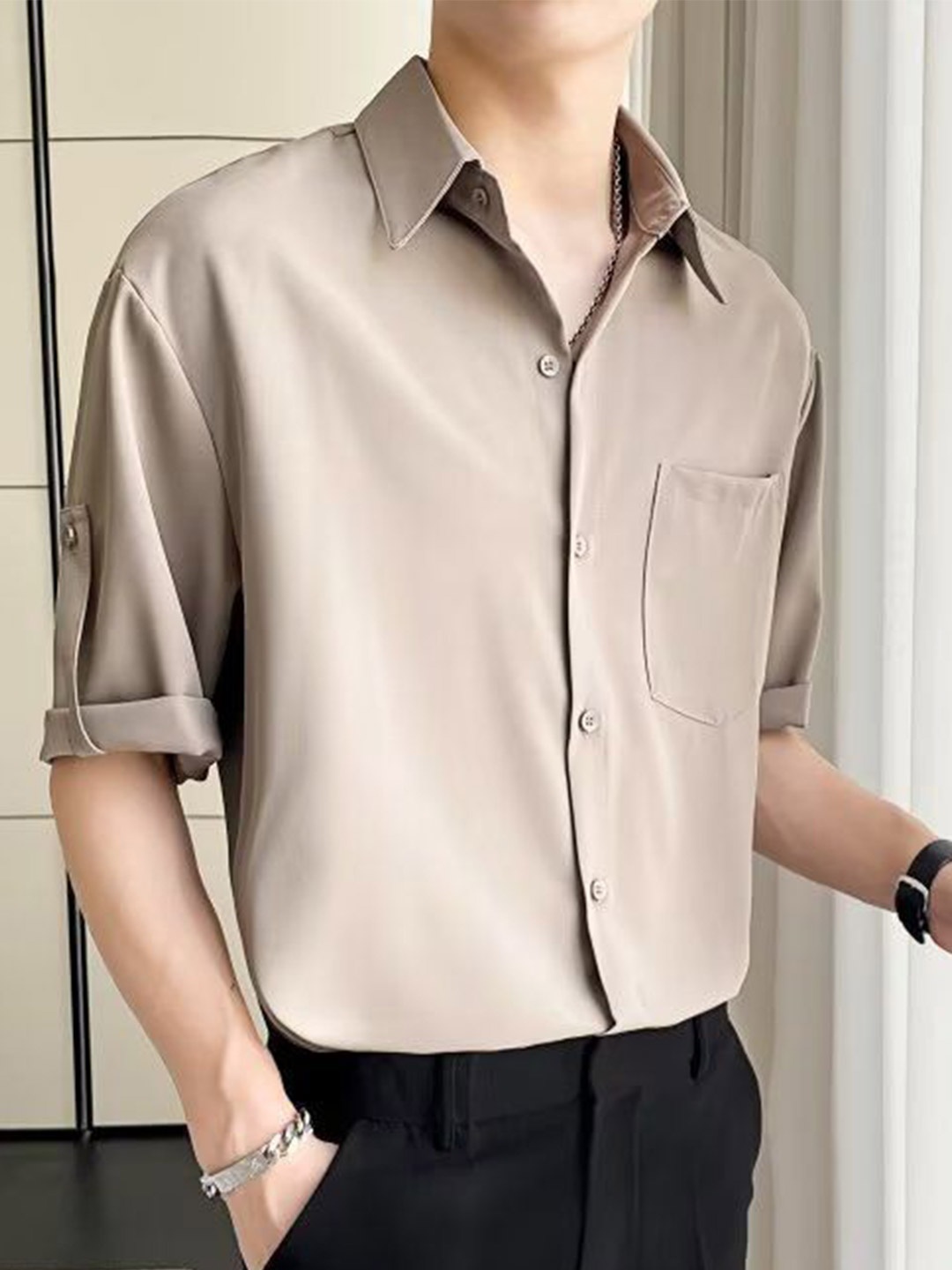 

StyleCast Men Opaque Party Shirt, Brown