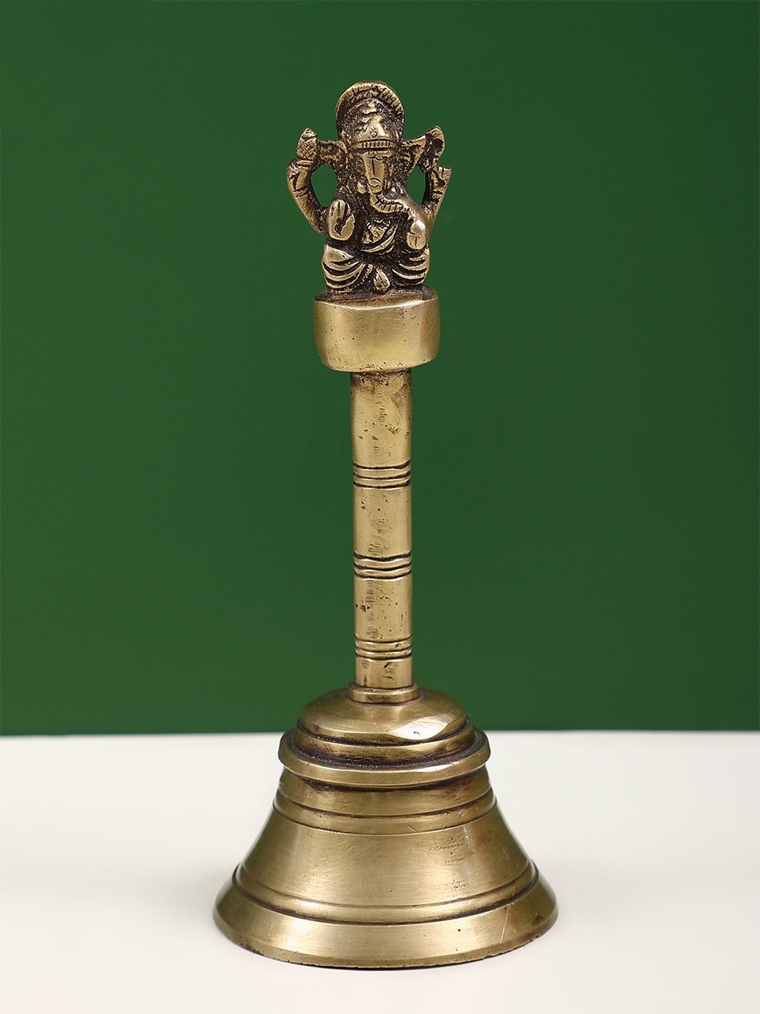 

Exotic India 7" Brass Ganesha Handheld Bell, Gold