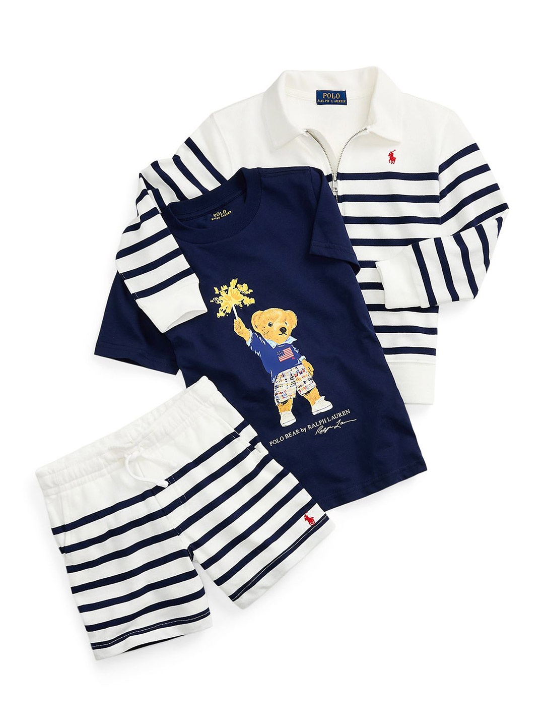 

Polo Ralph Lauren Boys Multi Striped Spa Terry Cotton Quarter-Zip Sweatshirt, White