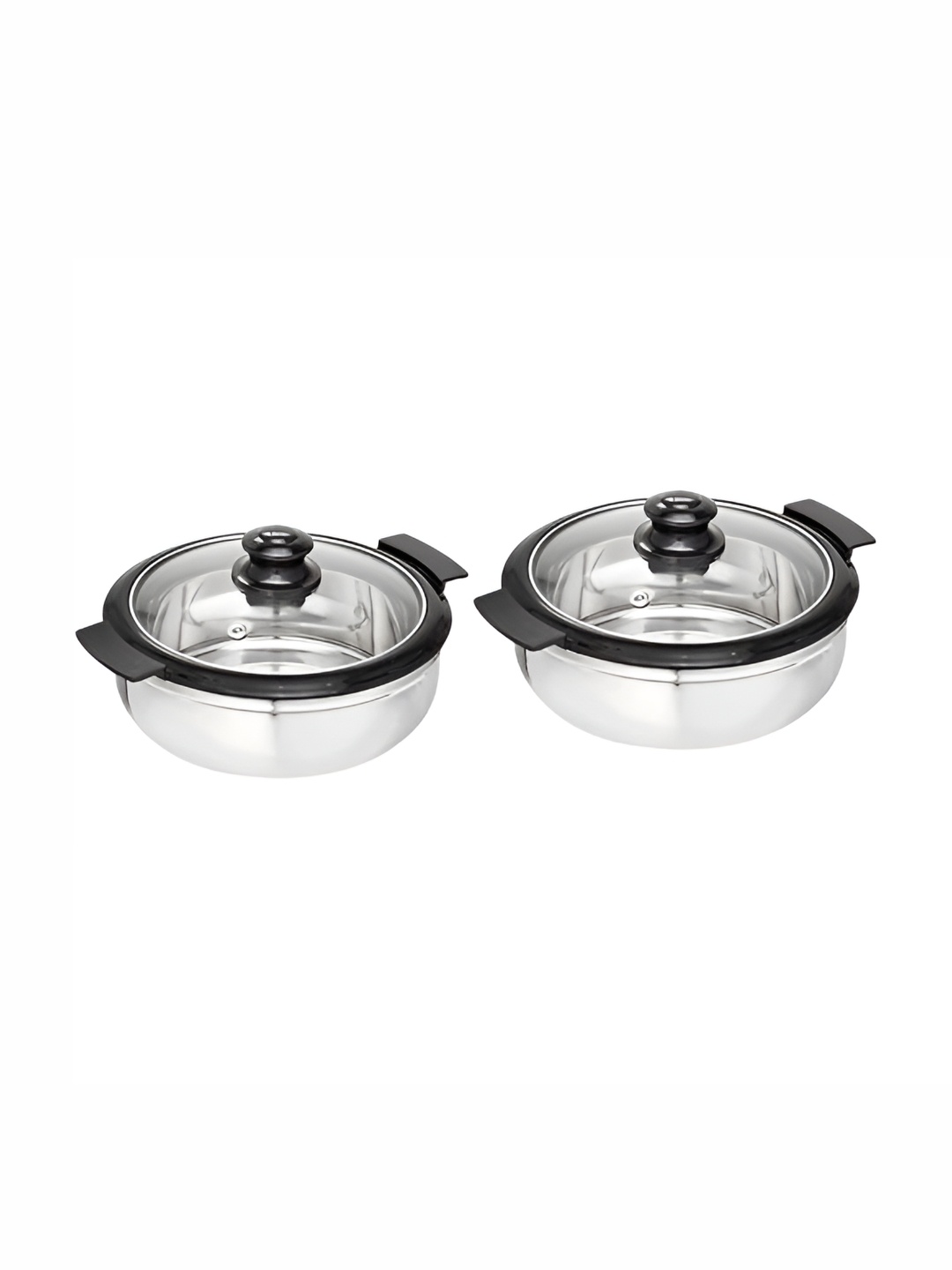 

Mumma's Life Solar Black 2 Pcs Stainless Steel Thermoware Casseroles - 3.5L, 4.5L, Silver
