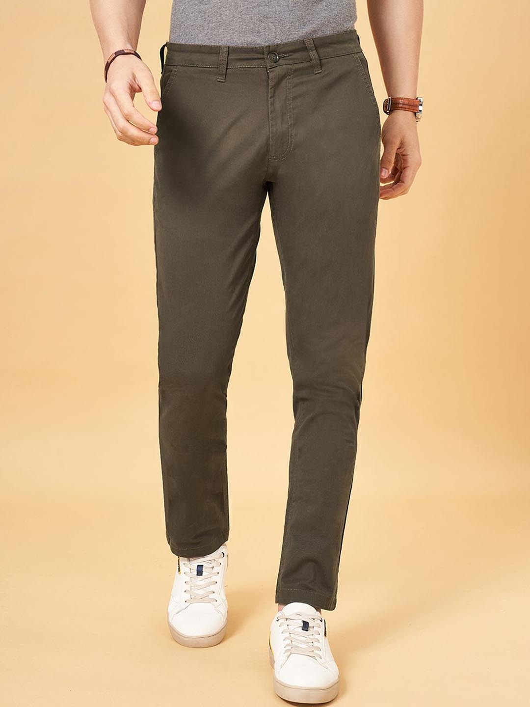 

BYFORD by Pantaloons Men Slim Fit Trousers, Olive