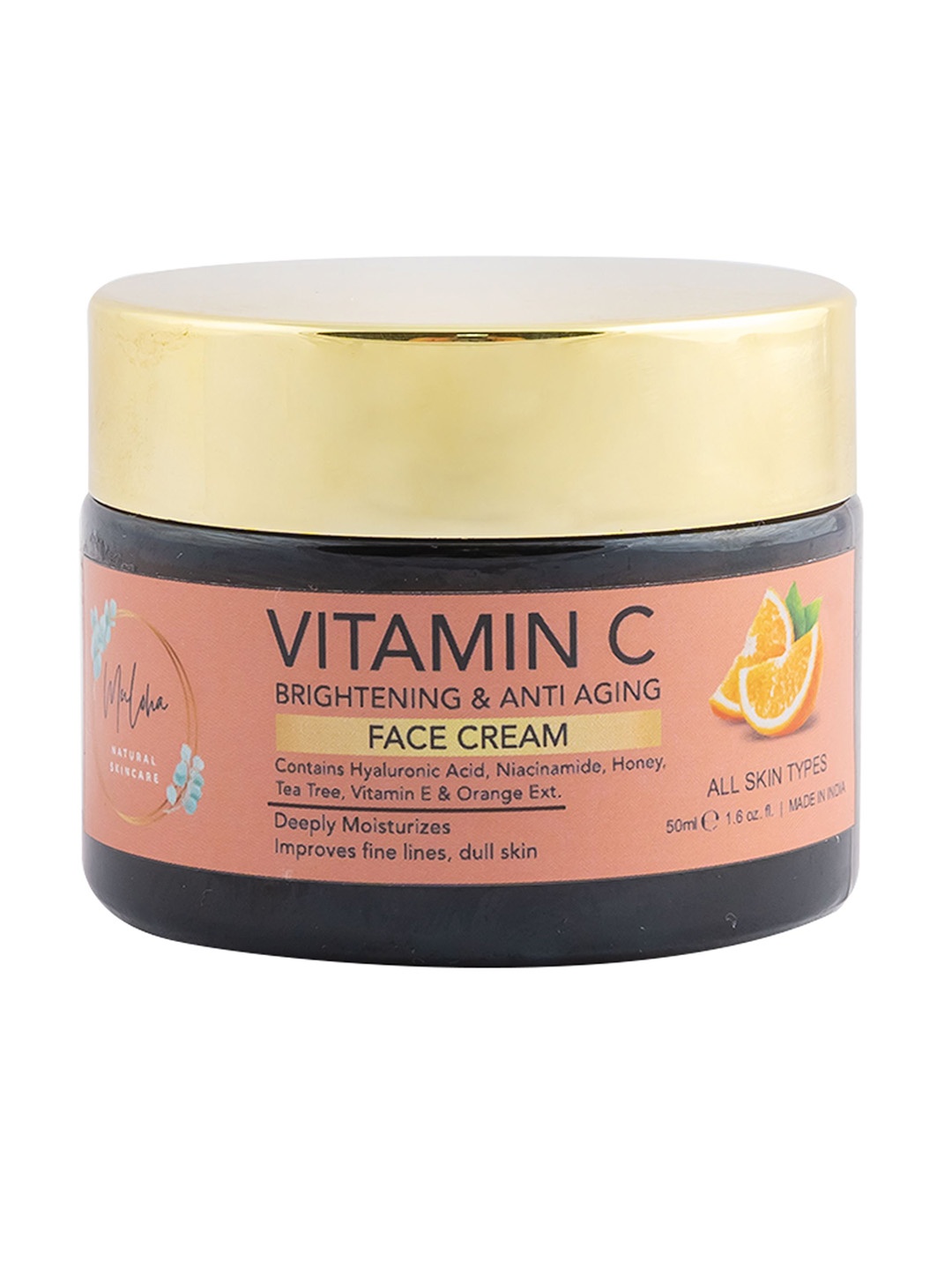 

MULOHA Vitamin C Brightening & Anti Aging Face Cream with Hyaluronic Acid & Tea Tree - 50g, Orange