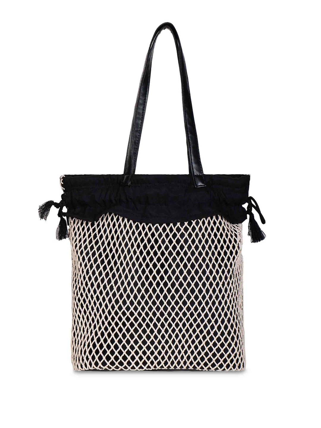 

Mast & Harbour Geometric Printed Shopper Tote Bag with Fringed, Black