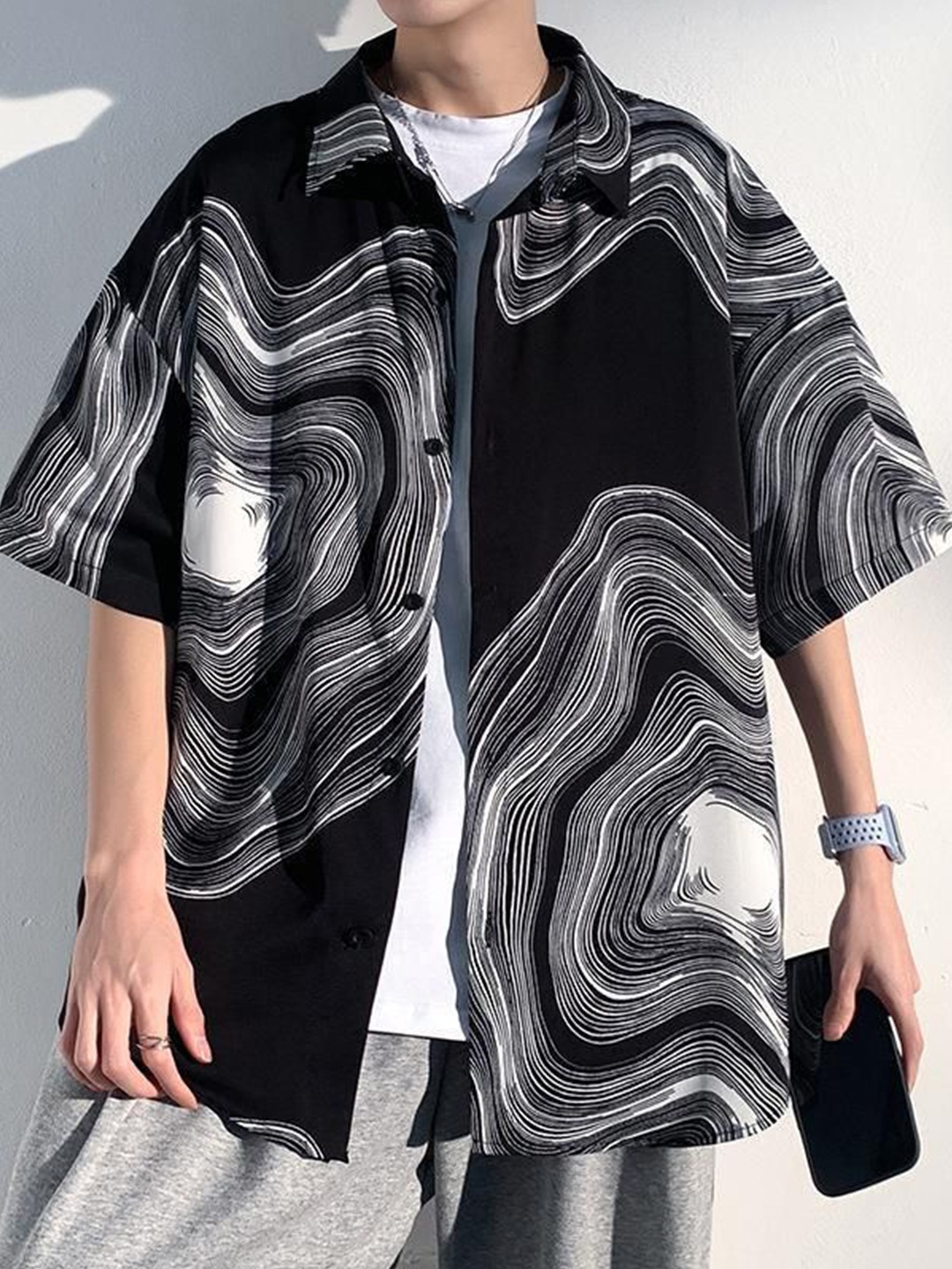 

StyleCast Men Opaque Printed Casual Shirt, Black