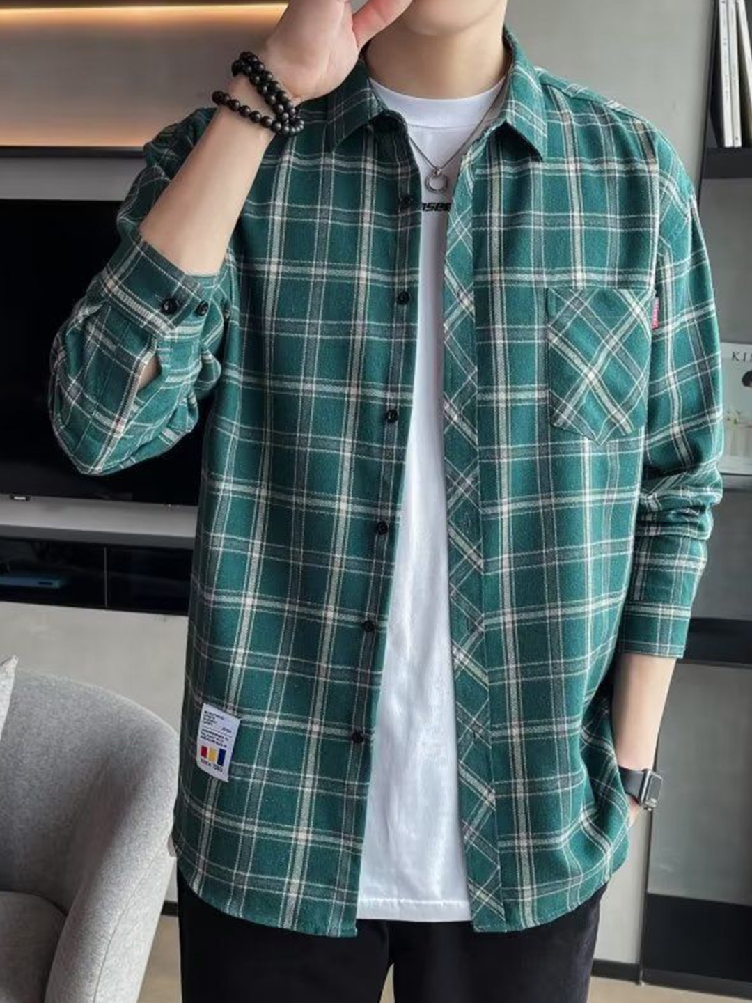 

StyleCast Men Tartan Checks Opaque Checked Casual Shirt, Green