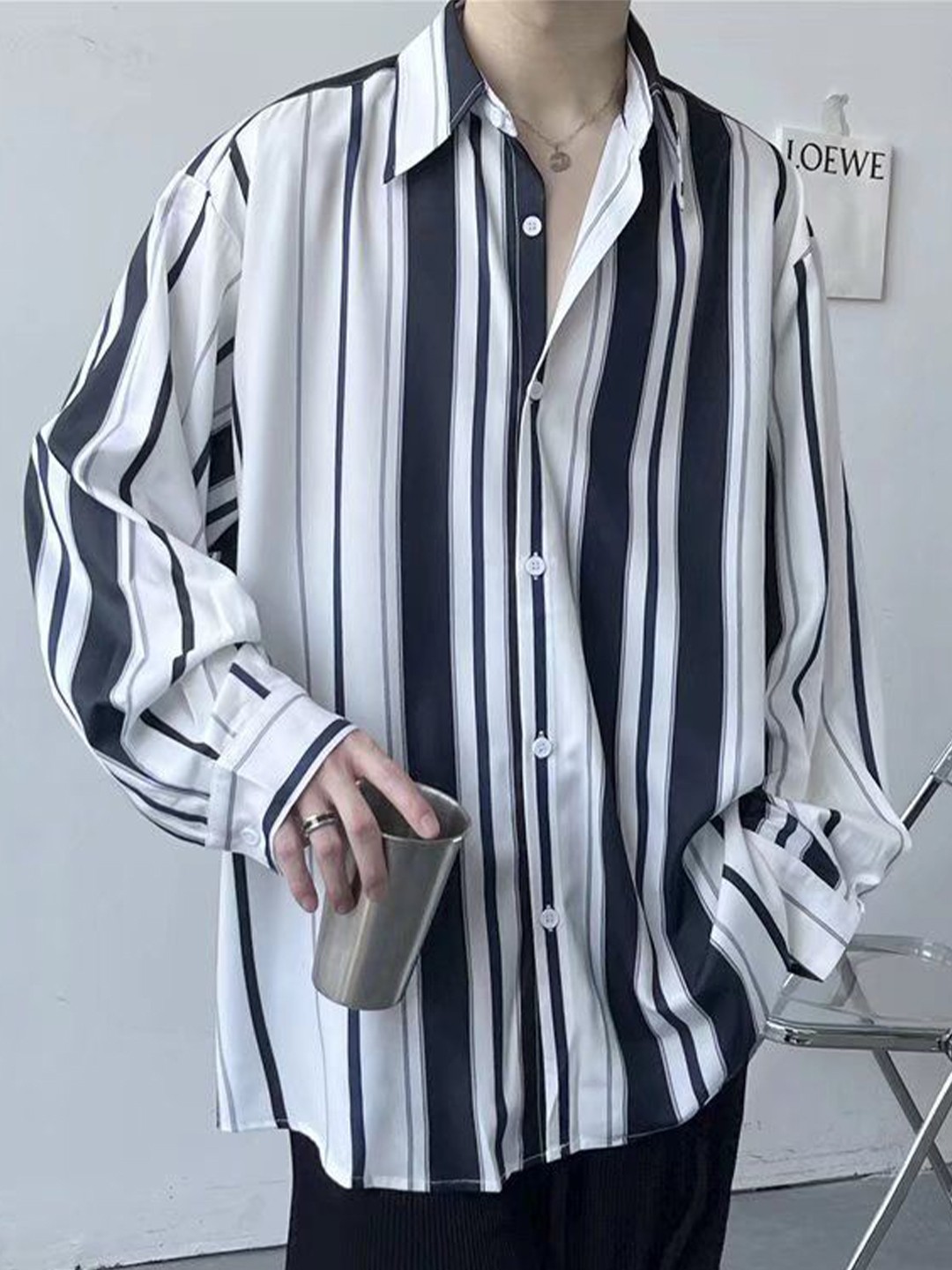 

StyleCast Men Opaque Striped Casual Shirt, White