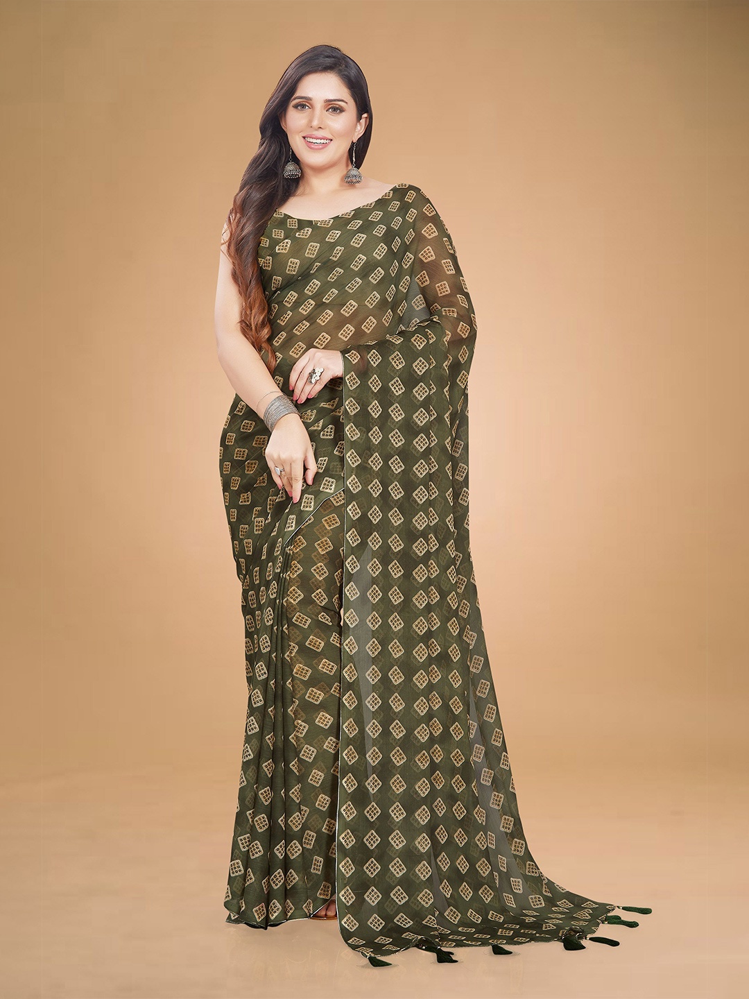 

Rani Saahiba Bandhani Saree, Green