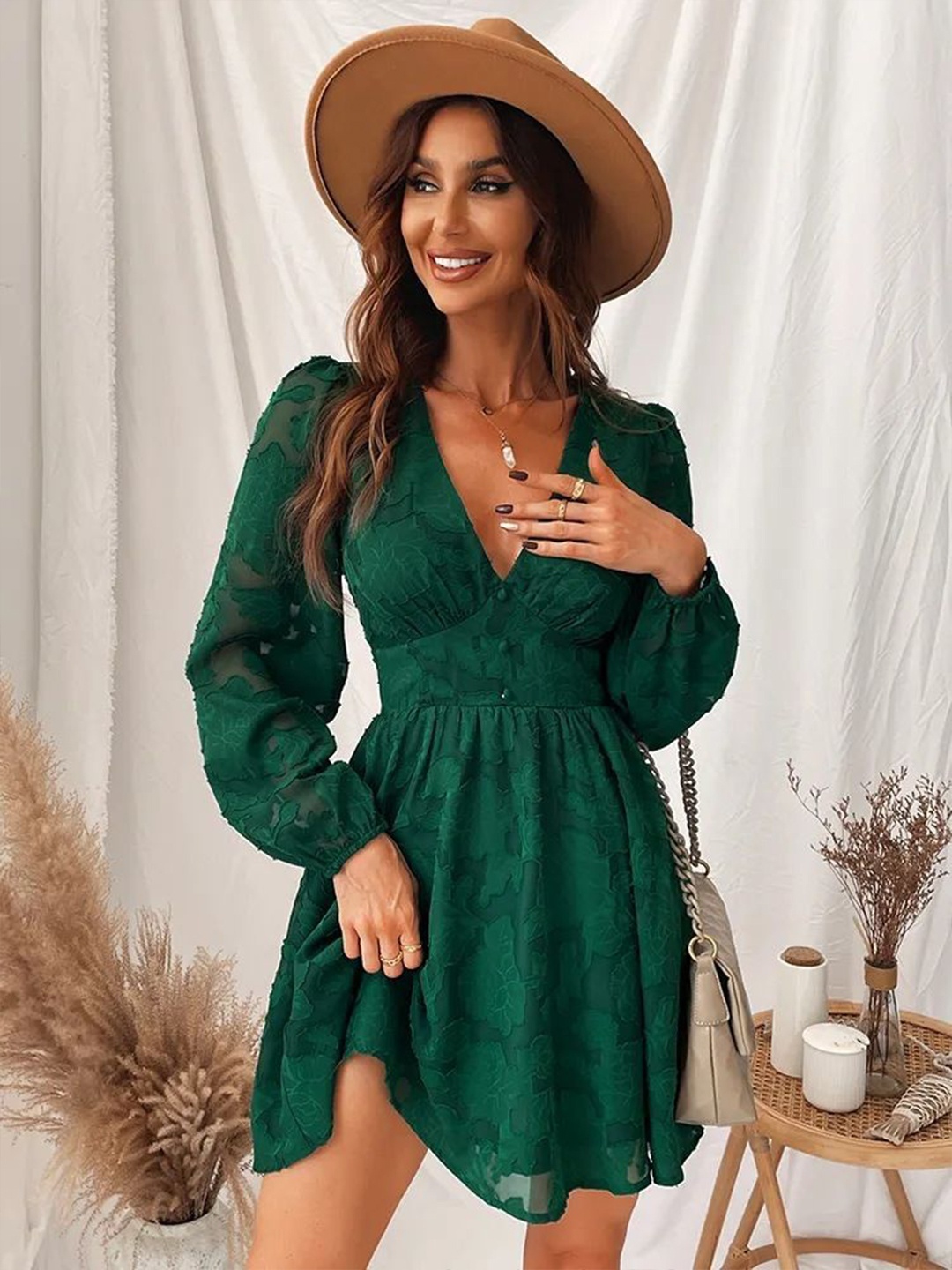 

HERE&NOW Fit & Flare Dress, Green