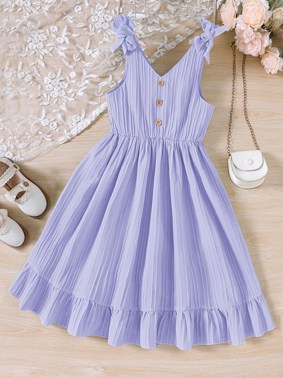 

INCLUD girls shoulder straps fit &flare dress, Lavender