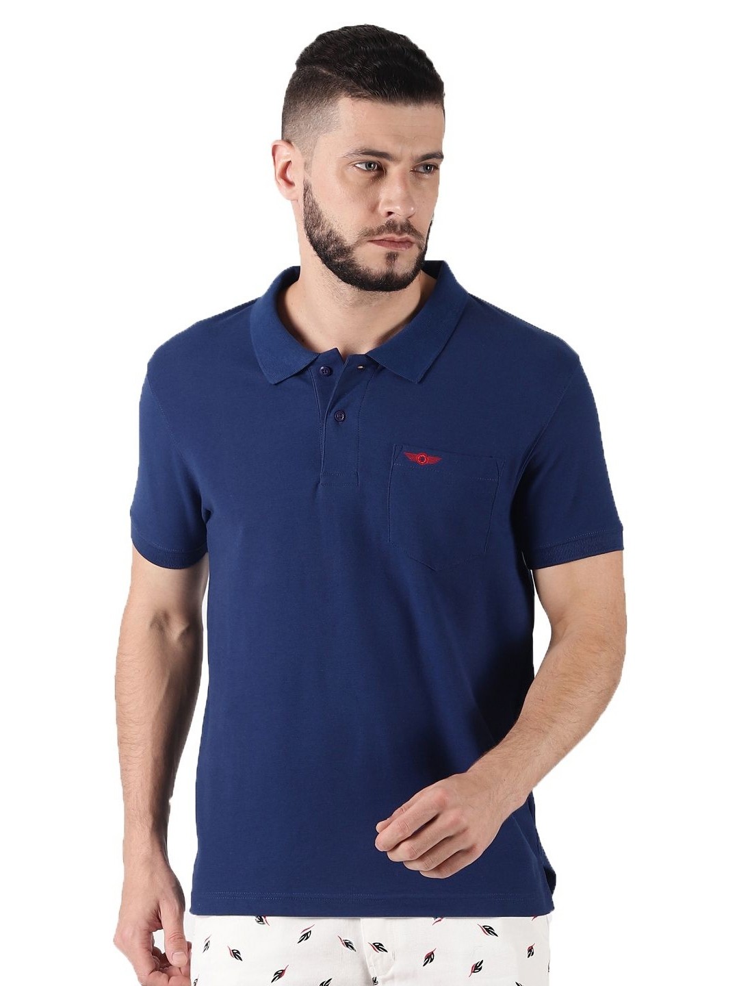 

Force NXT Men Solid Polo Collar Cotton T-Shirt, Blue