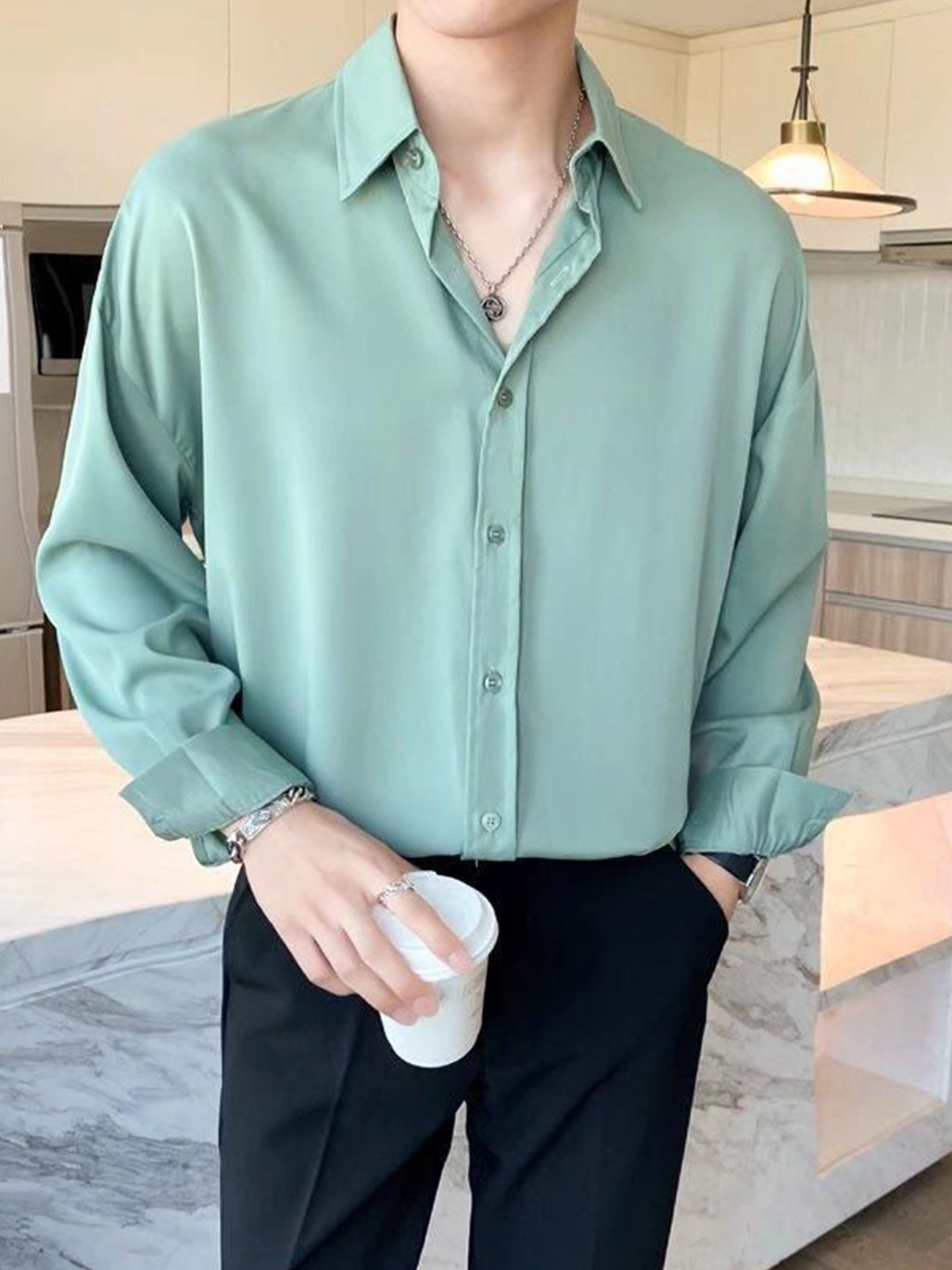 

StyleCast Men Opaque Formal Shirt, Green