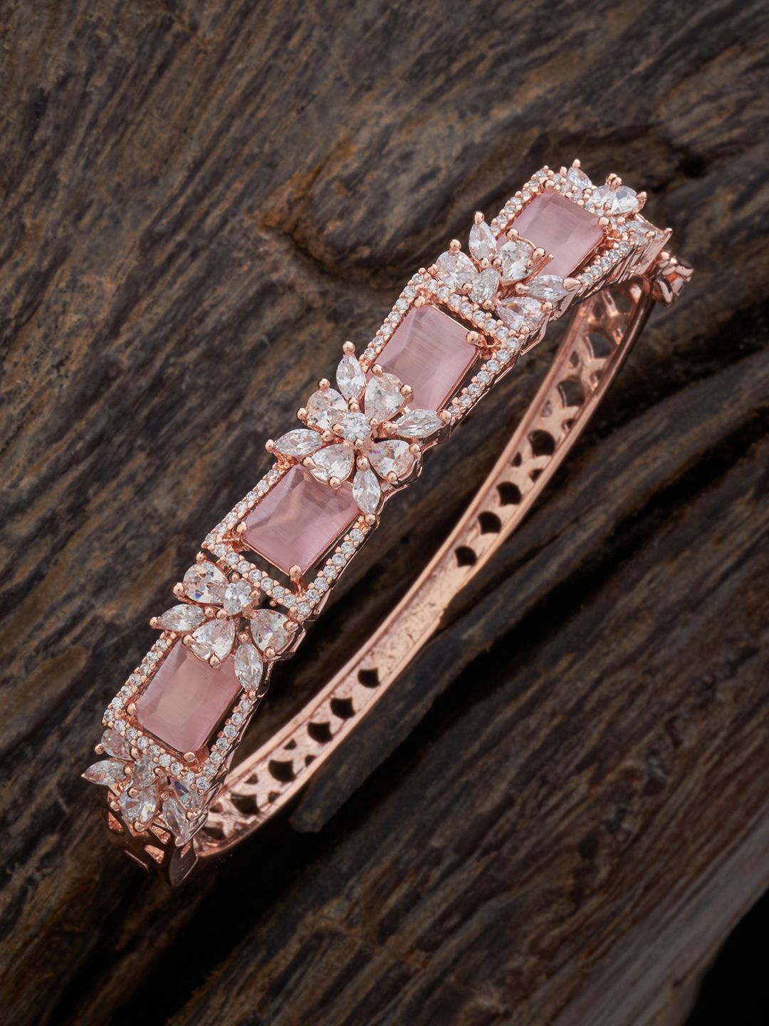 

Kushal's Fashion Jewellery Cubic Zirconia Rose Gold-Plated Bangle-Style Bracelet