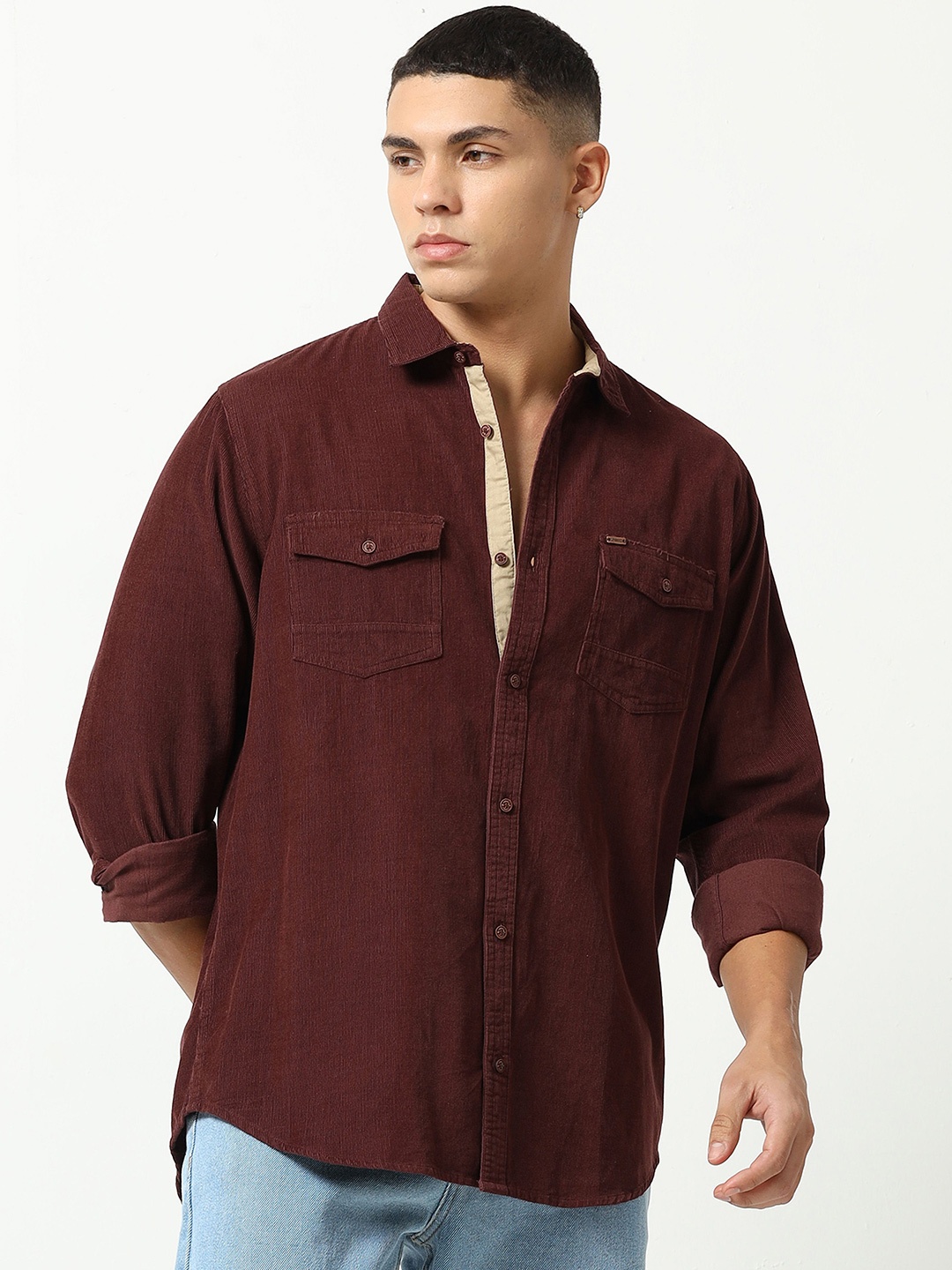 

URBARO Men Smart Slim Fit Opaque Casual Shirt, Purple